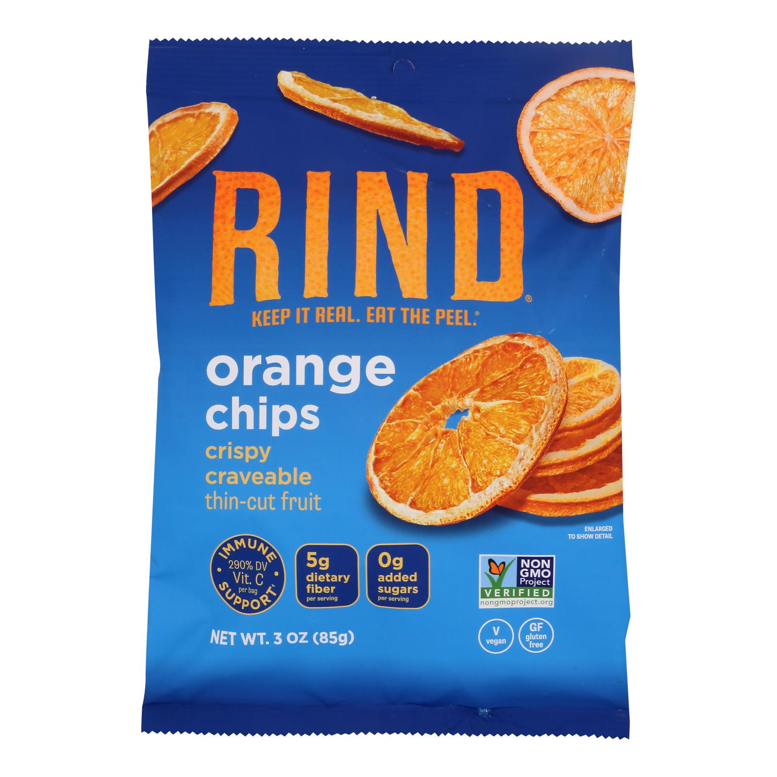 Rind Snacks - Fruit Chips Orange - Case of 12-3 OZ