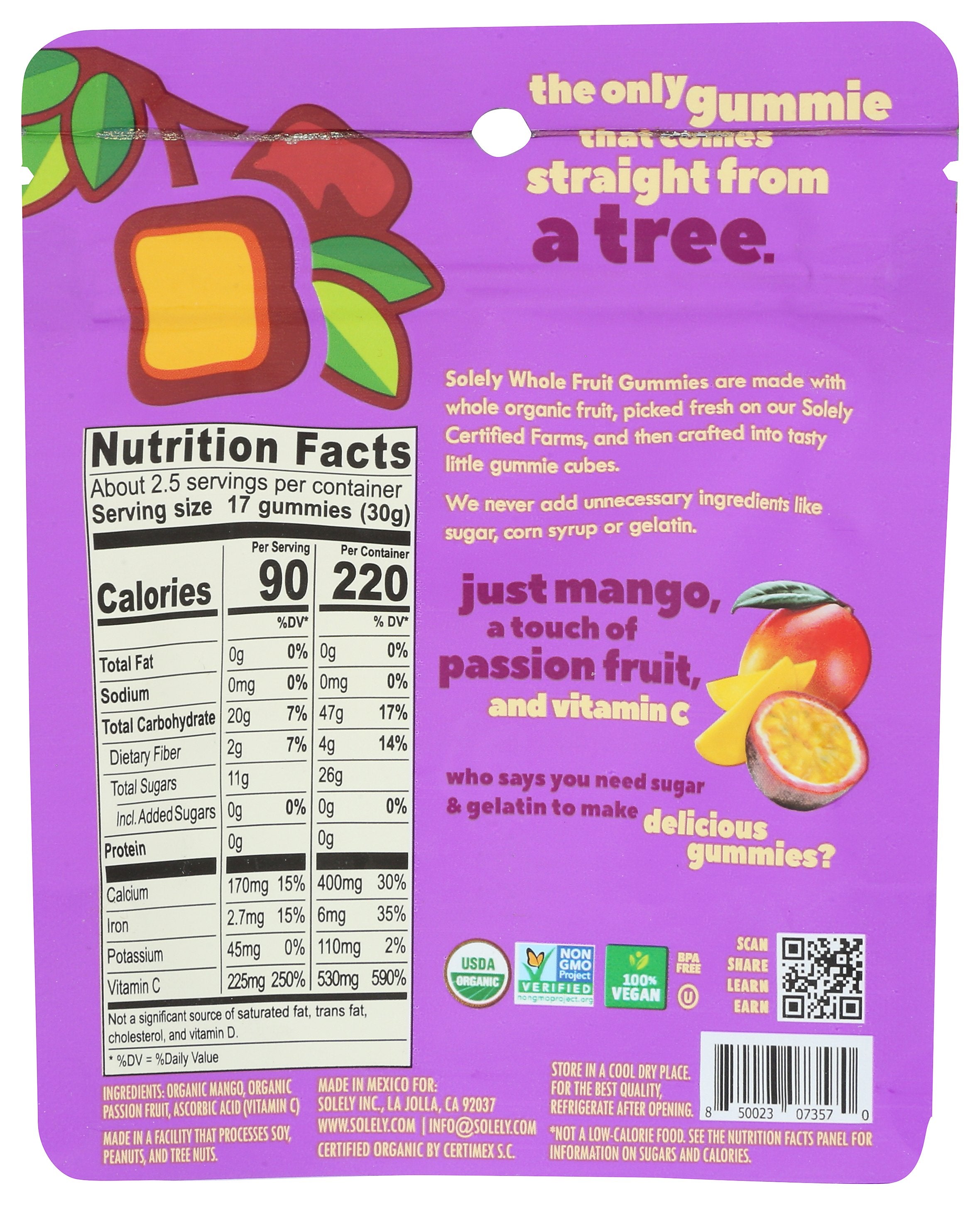 SOLELY GUMMIES MANGO PSSNFRUIT - Case of 12