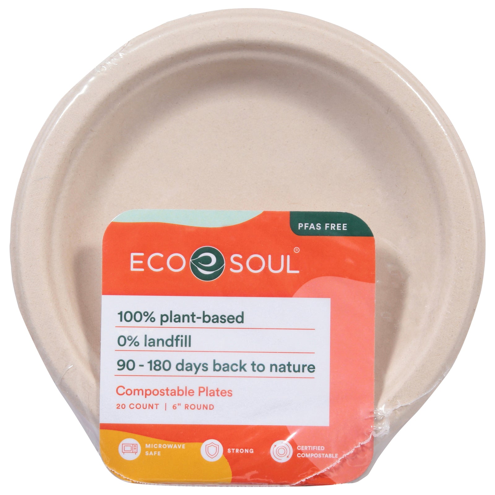 Ecosoul - Round Plates Bagasse - Case of 8-20 CT