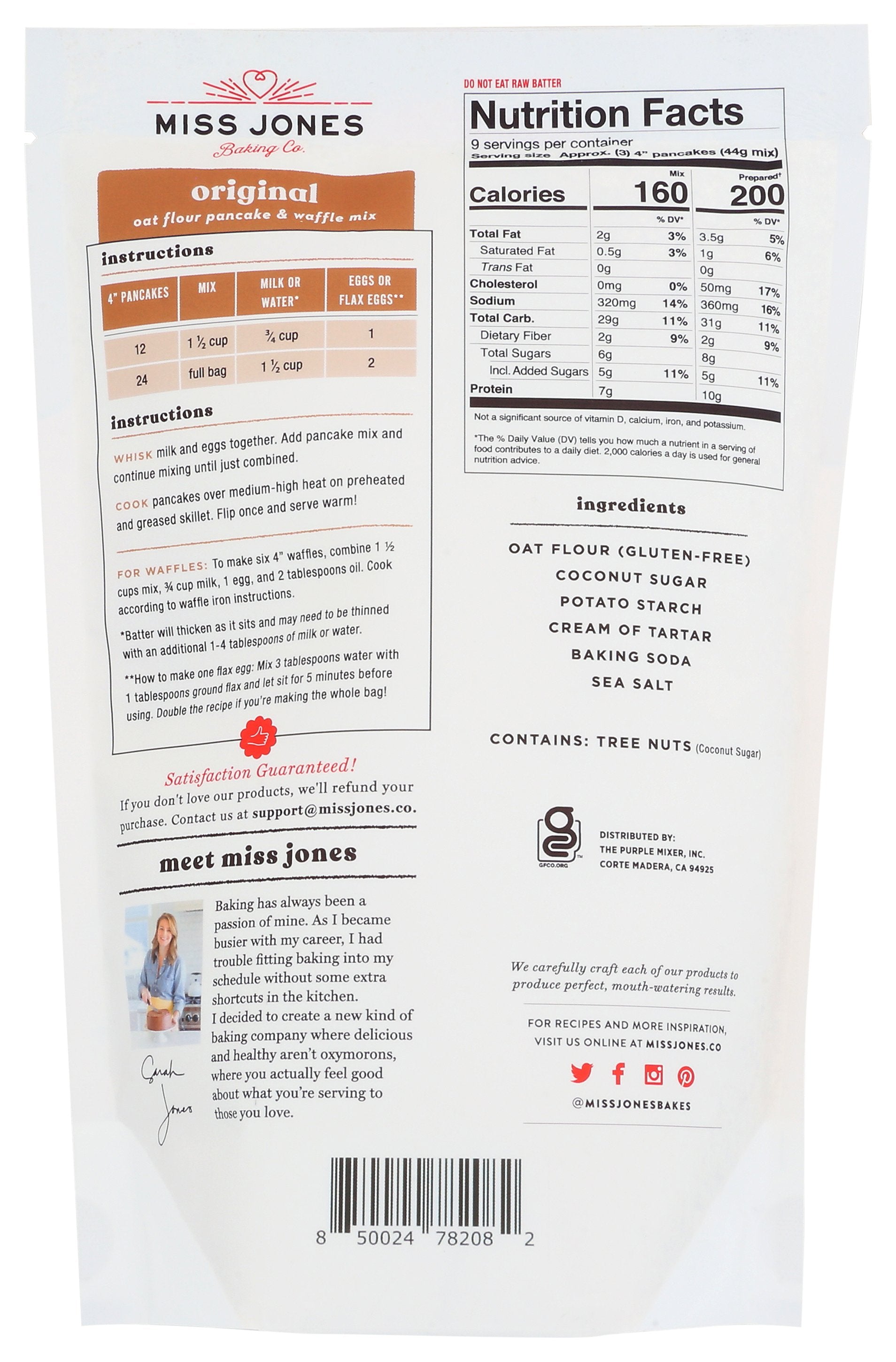 MISS JONES BAKING CO PANCAKE MIX ORIGNAL OAT - Case of 6