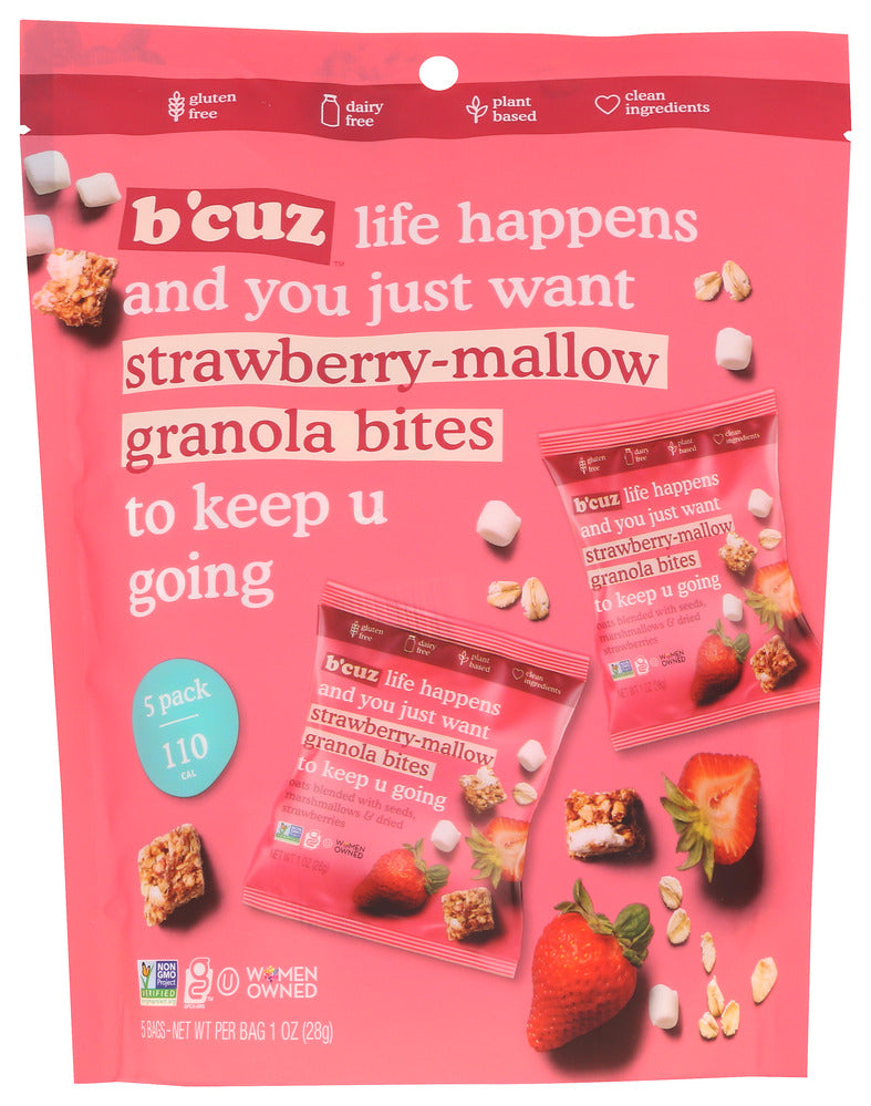 Bcuz Snacks Granola Bites Straw Mallow - Pack of 6 - 5 Oz