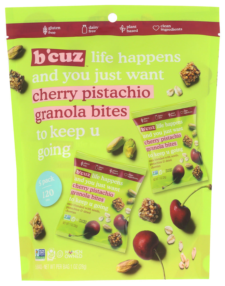 Bcuz Snacks Granola Bites Cherry Pistachio - Pack of 6- 5 Oz