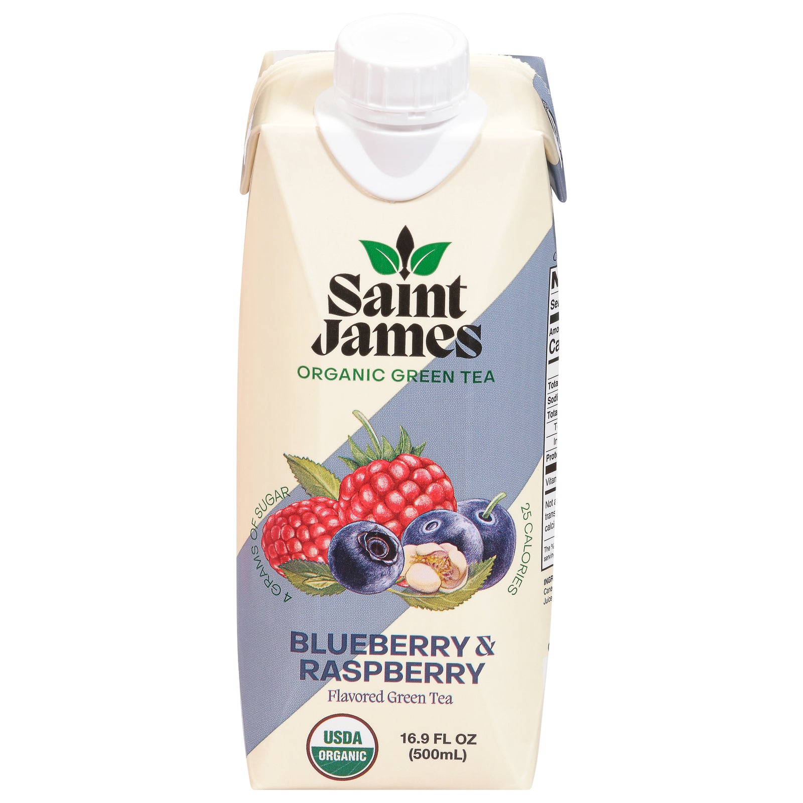 Saint James - Green Tea Organic Blueberry Raspberry - Case of 12 - 16.9 Fluid Ounces