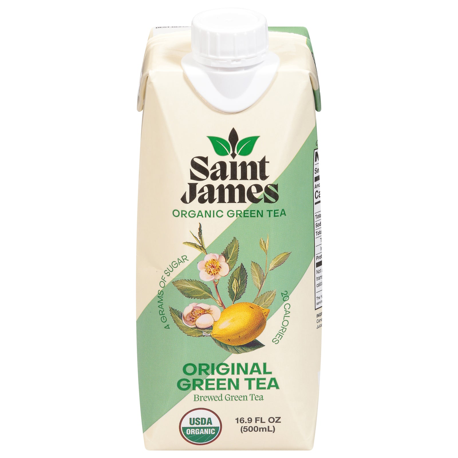 Saint James - Green Tea Organic Original - Case of 12 - 16.9 Fluid Ounces