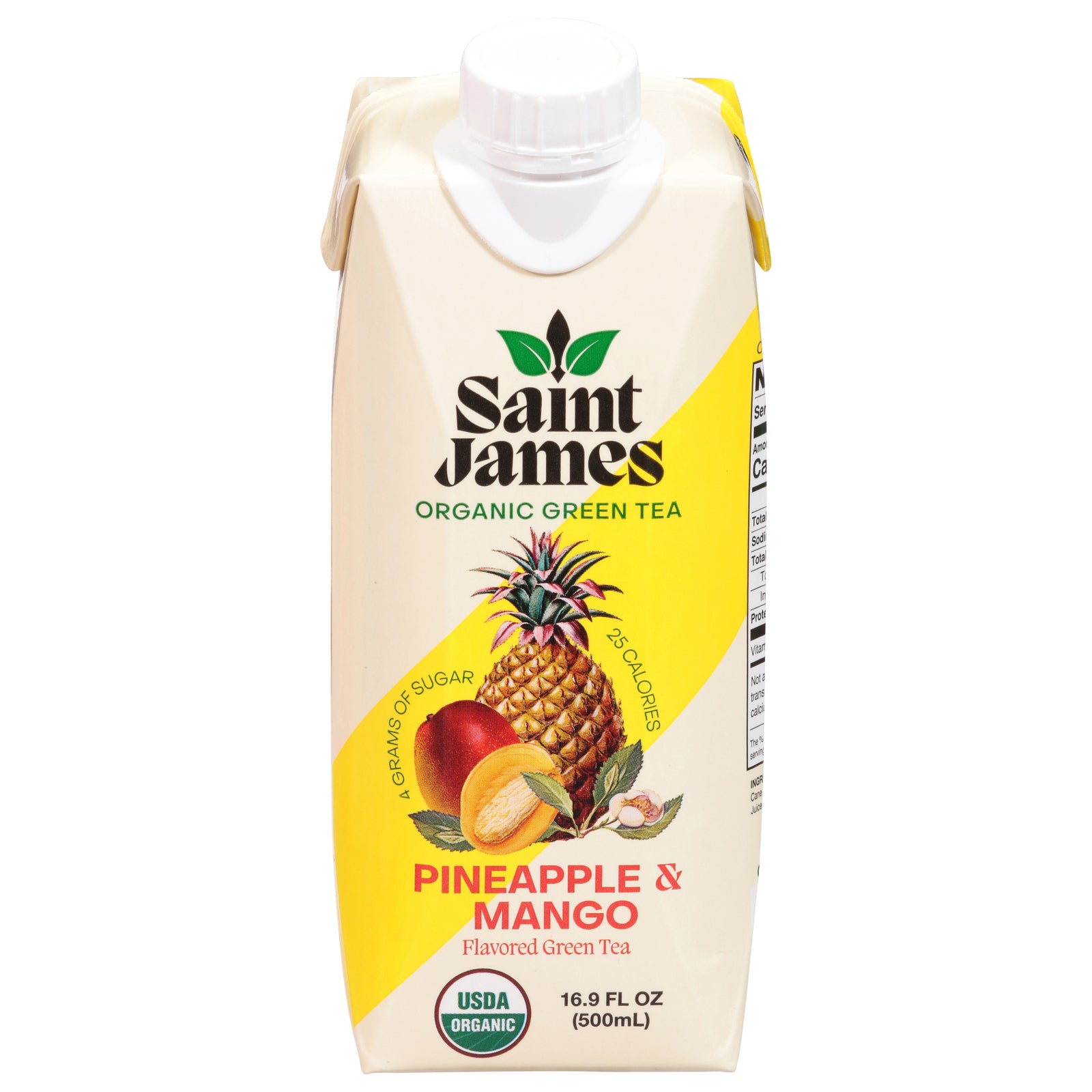 Saint James - Green Tea Organic Pineapple Mango - Case of 12 - 16.9 Fluid Ounces