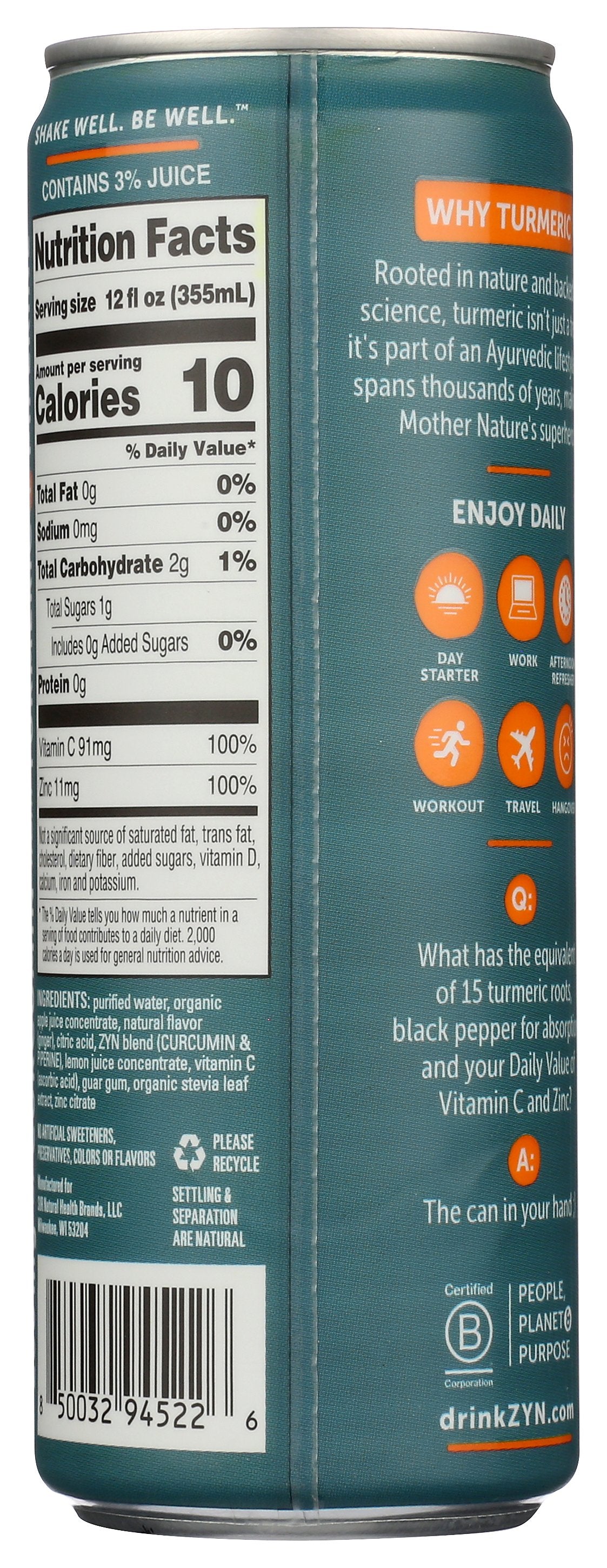 ZYN WATER FUNCT LEMON GINGER - Case of 6