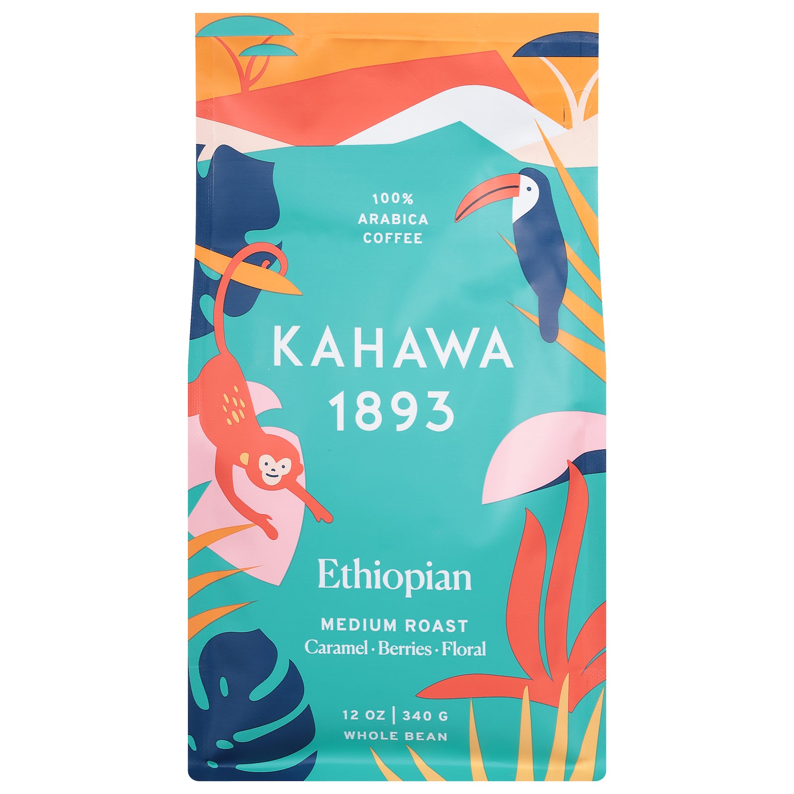 Kahawa 1893 - Coffee Whole Bean Medium Roasted Ethiopian - Case of 6-12 OZ