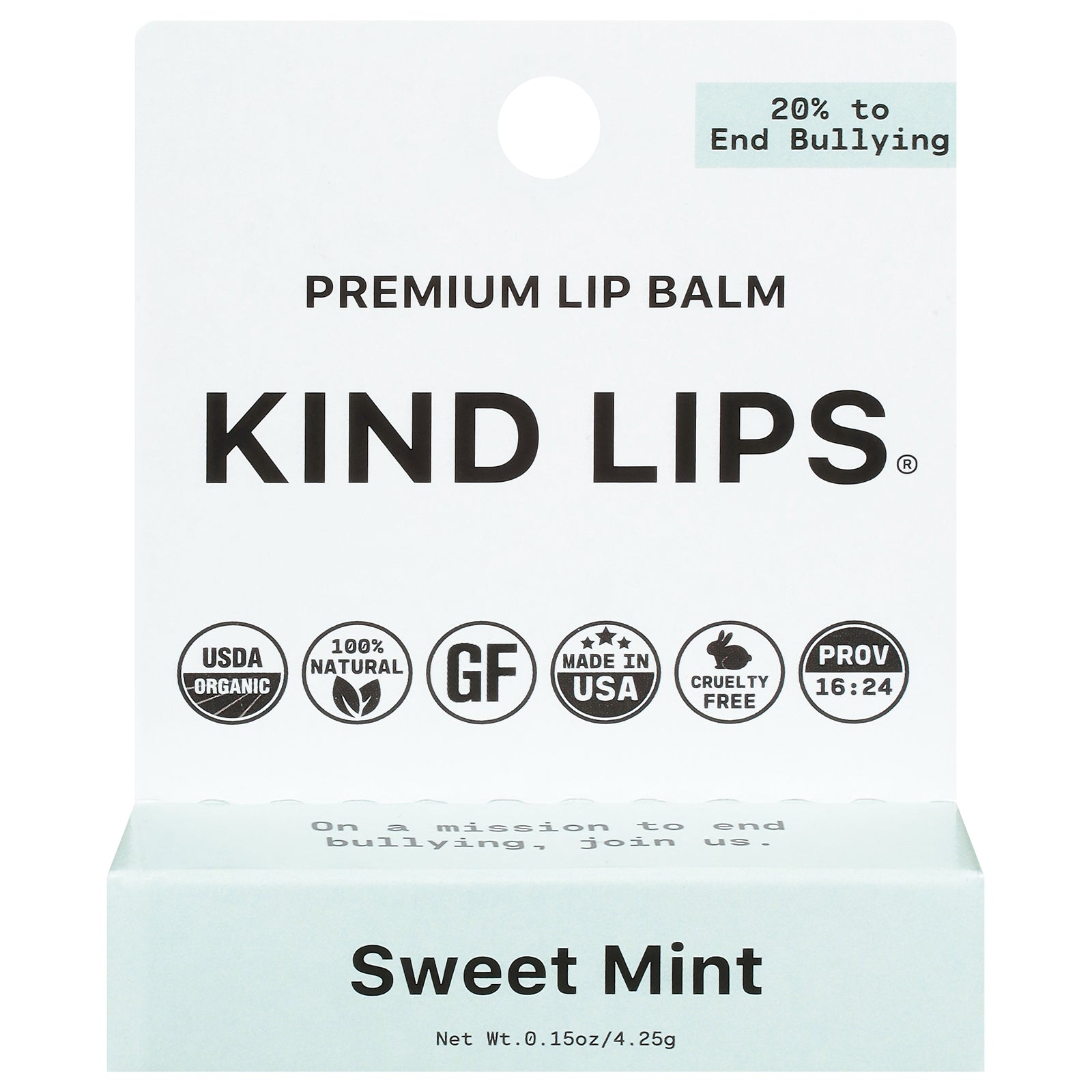 Kind Lips - Lip Balm Sweet Mint - Case of 12-.15 OZ