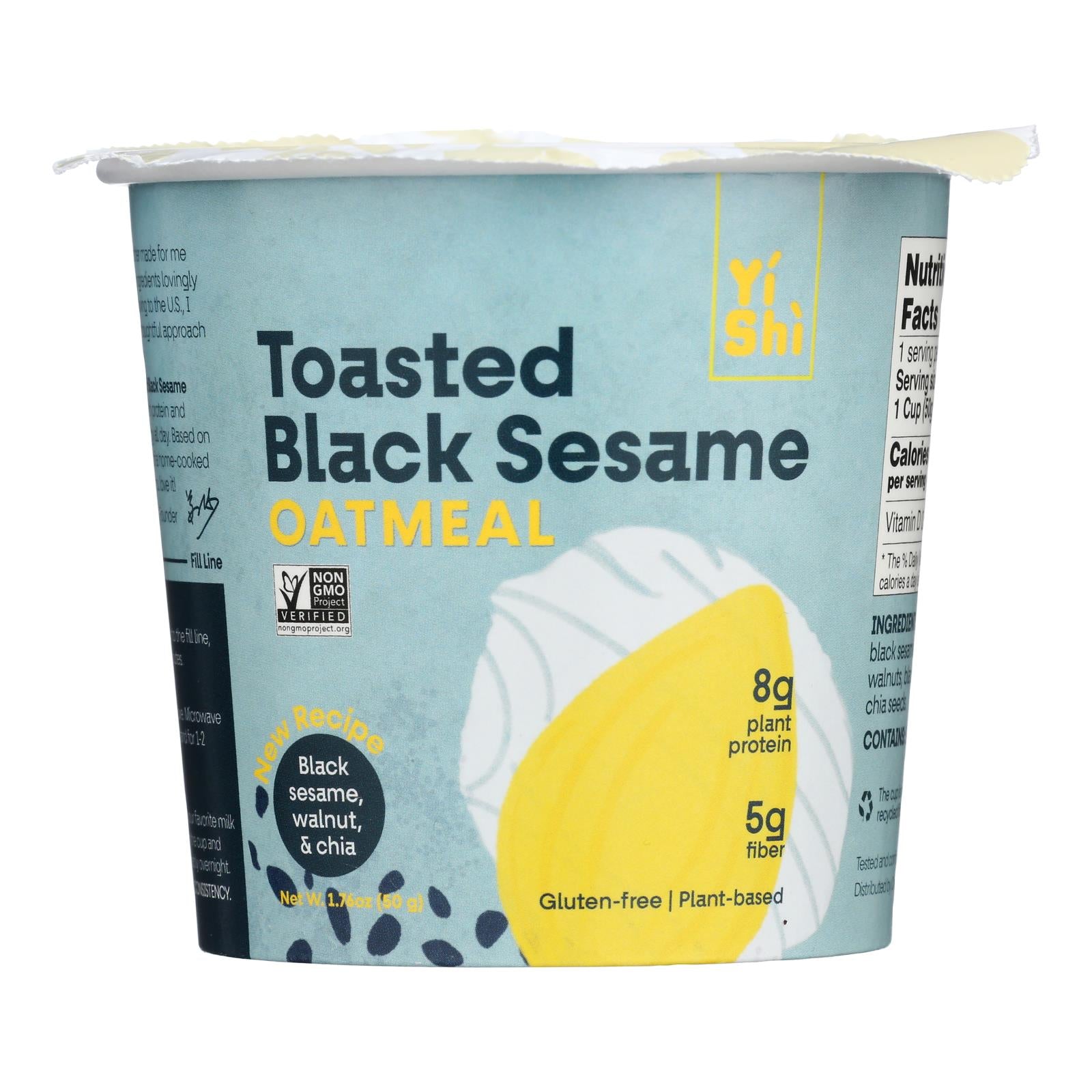 Yishi - Oatmeal Cup Toasted Black Sesame - Case of 6 - 1.76 Ounces