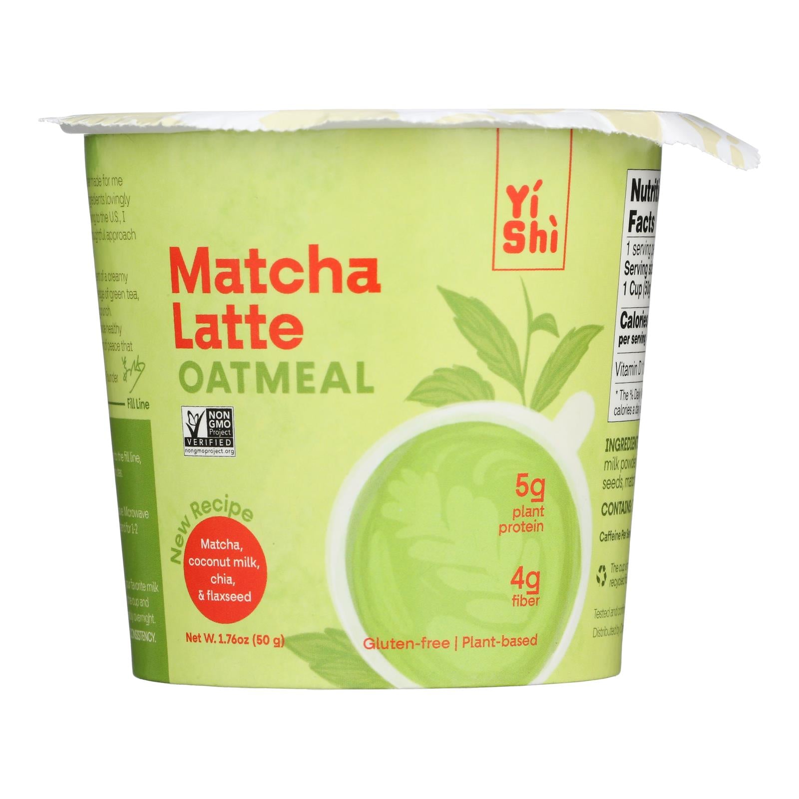 Yishi - Oatmeal Cup Matcha Latte - Case of 6 - 1.76 Ounces