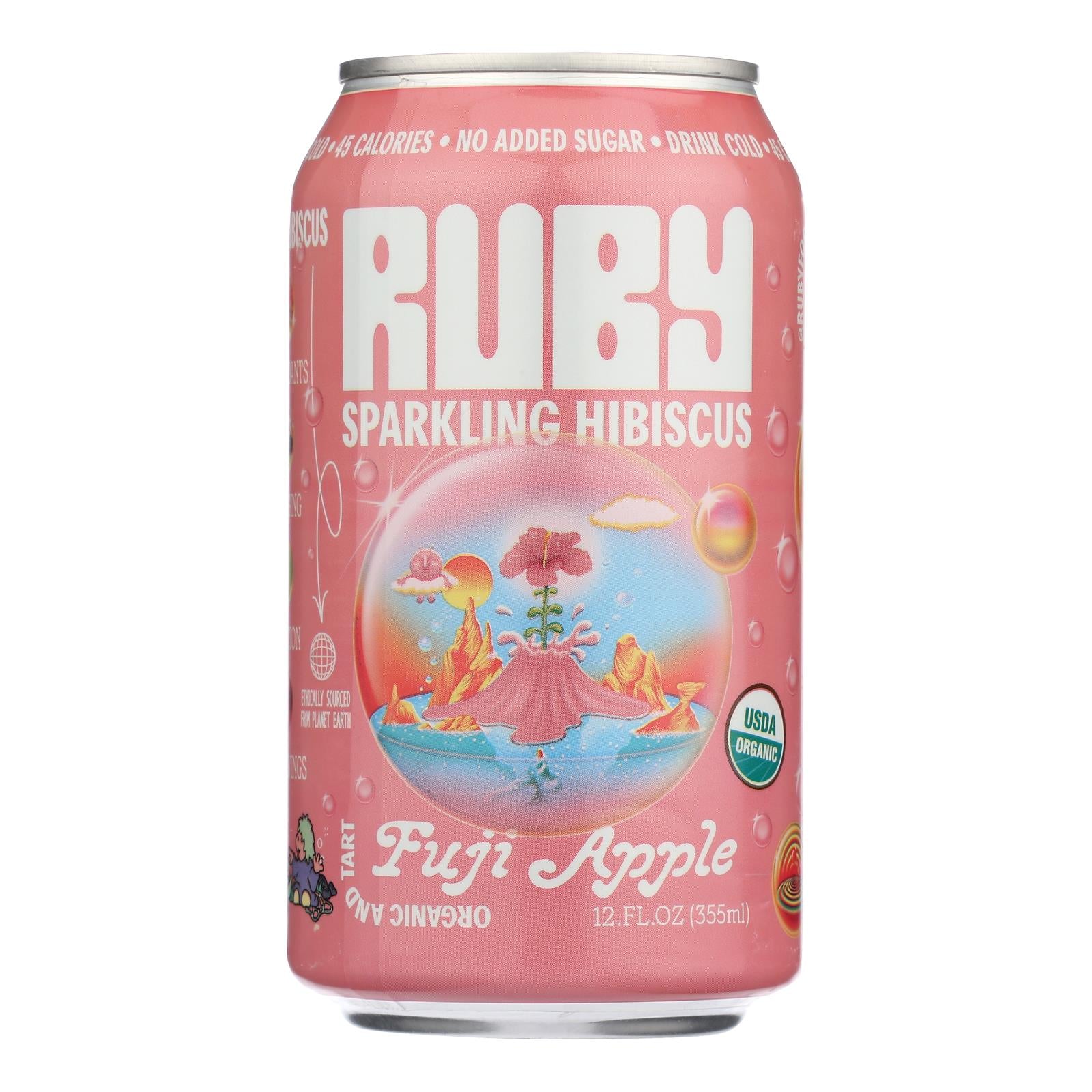 Ruby Hibiscus - Sparkling Hibiscus Organic Fuji Apple - Case of 12-12 Fluid Ounces