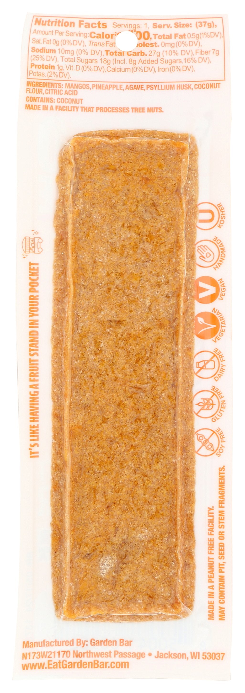 GARDEN BAR BAR FRUIT MNG PNPPL SNCK - Case of 12