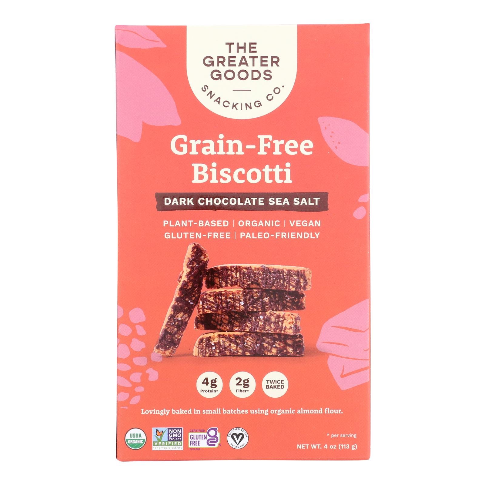 She Made - Biscotti Organic Dark Chocolate Sea Salt - Case of 7-4 OZ