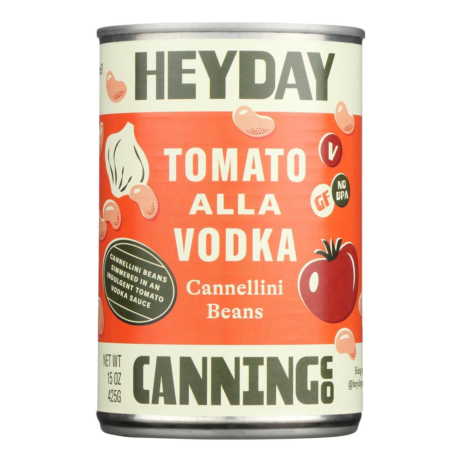 Heyday Canning Company - Beans Vodka Cannellini Tomato - Case of 6 - 15 Ounces