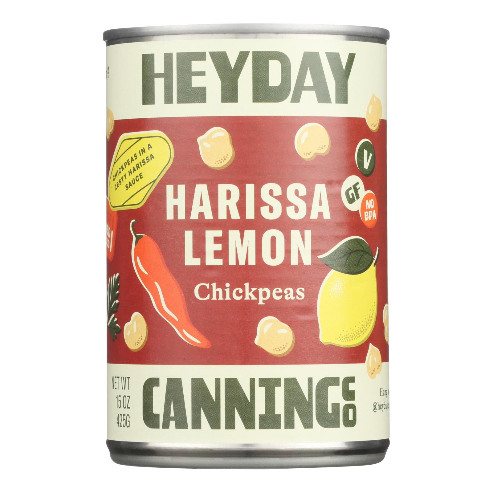 Heyday Canning Company - Chickpeas Harissa Lemon Mild - Case of 6-15 ounces