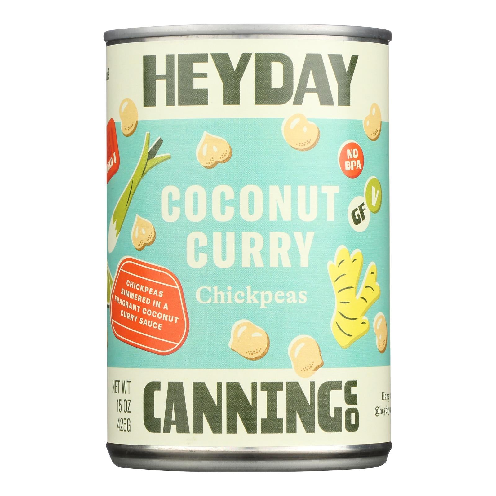 Heyday Canning Company - Chickpeas Coconut Curry Mild - Case of 6 - 15 ounces