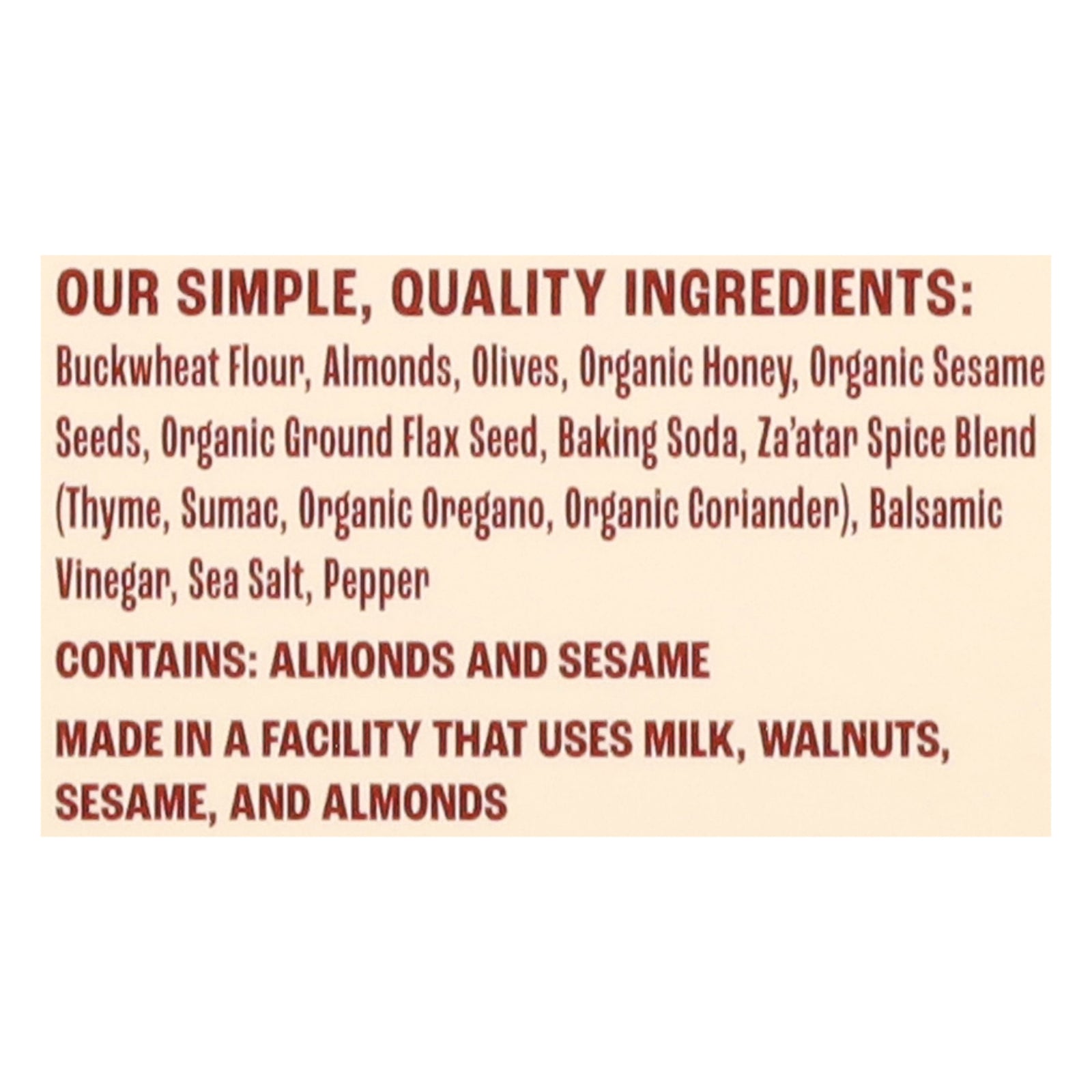 Better With Buckwheat - Crackers Olive Zaatar - CS of 10-4 OZ