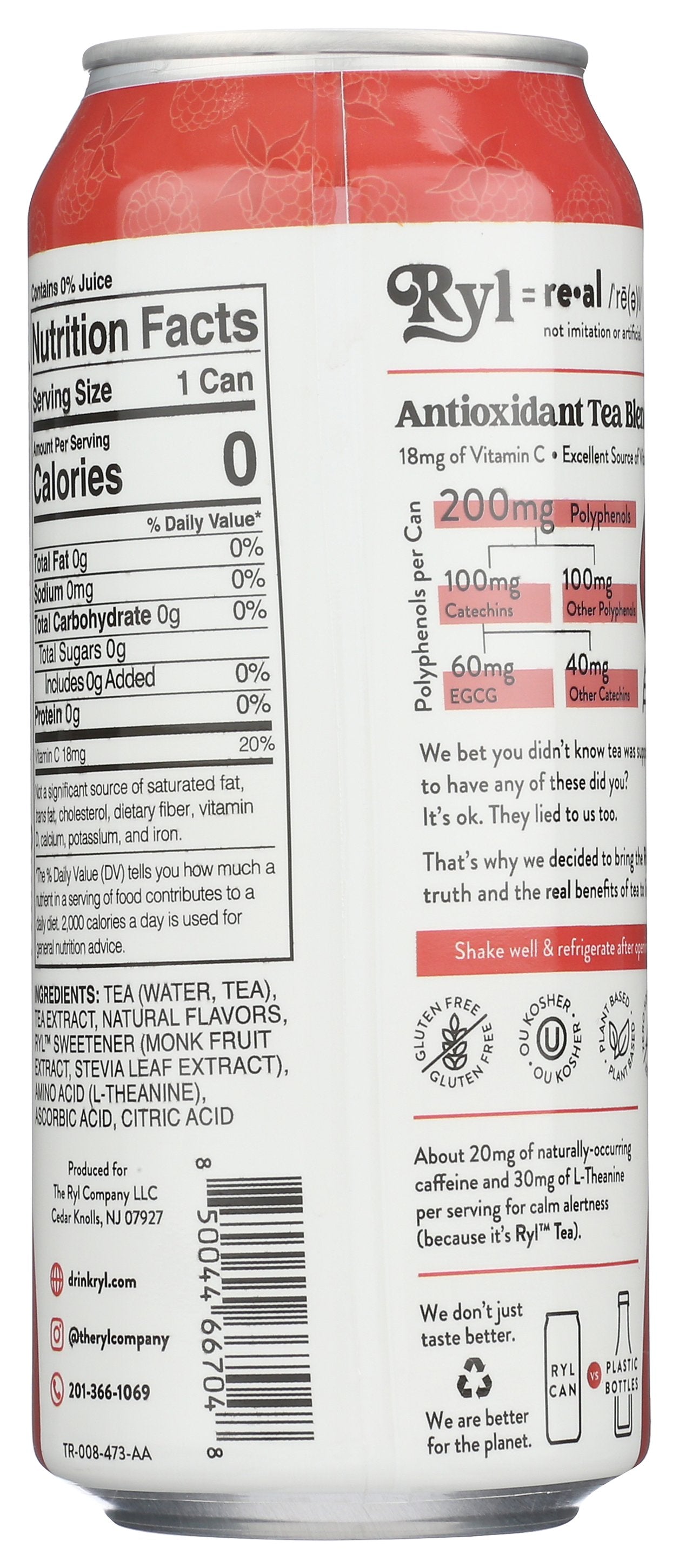 THE RYL CO TEA BLACK RASPBERRY RTD - Case of 12