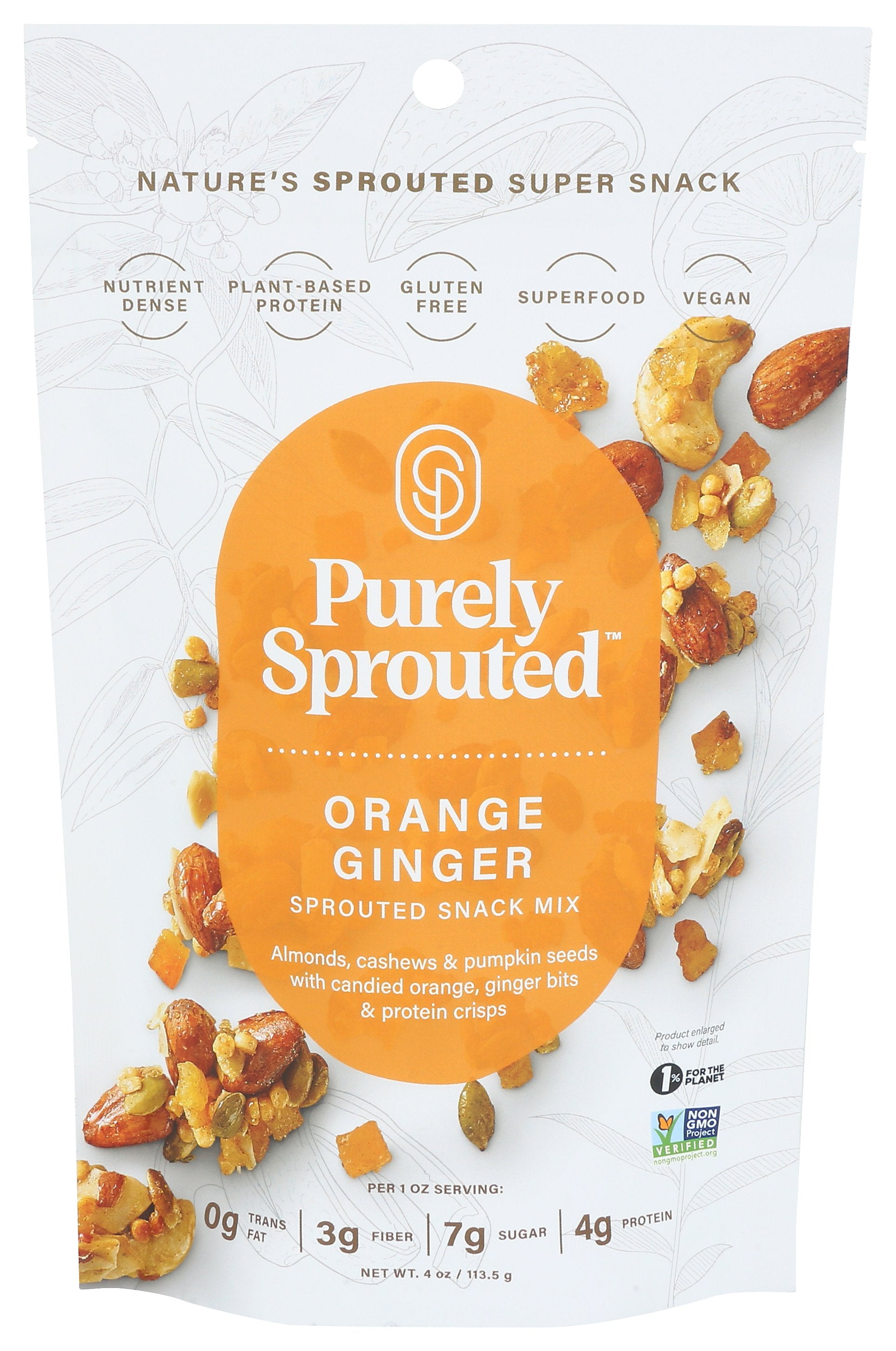 PURELY SPROUTED MIX SNACK ORANGE GINGER - Case of 6