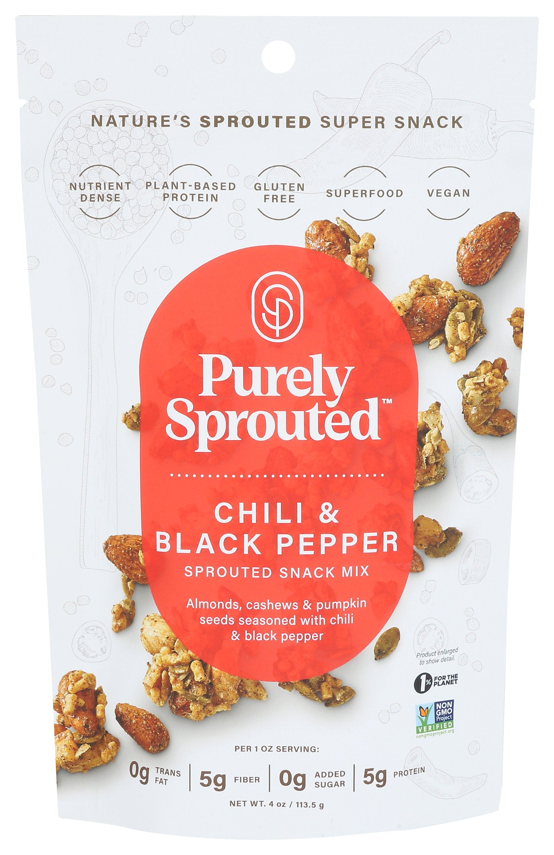 PURELY SPROUTED MIX SNACK CHL BLK PPR SP - Case of 6