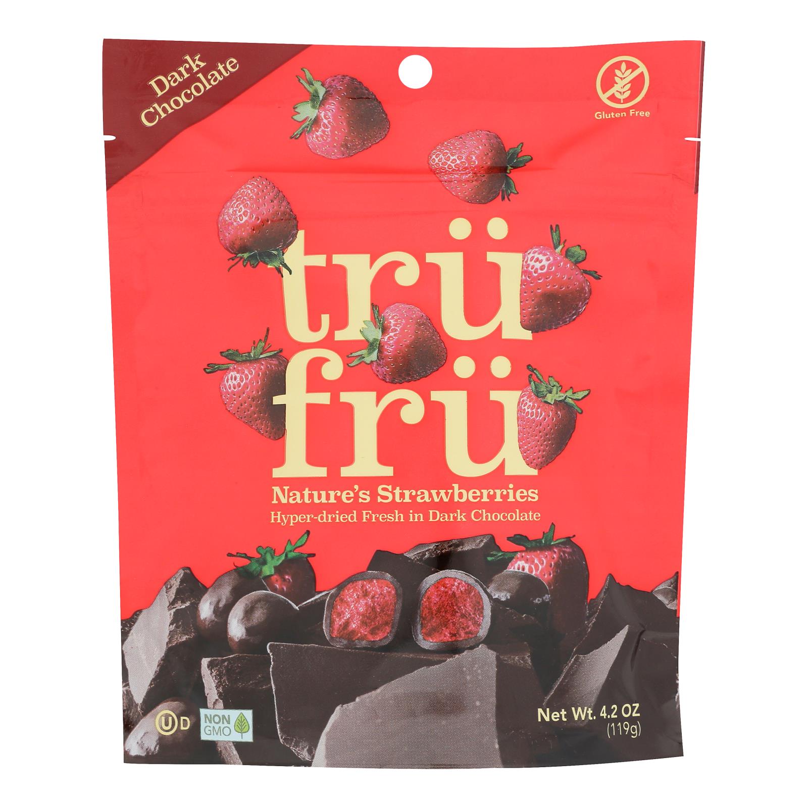 Tru Fru Real Strawberries In Dark Chocolate Freeze-Dried Fruit  - Case of 6 - 4.2 OZ