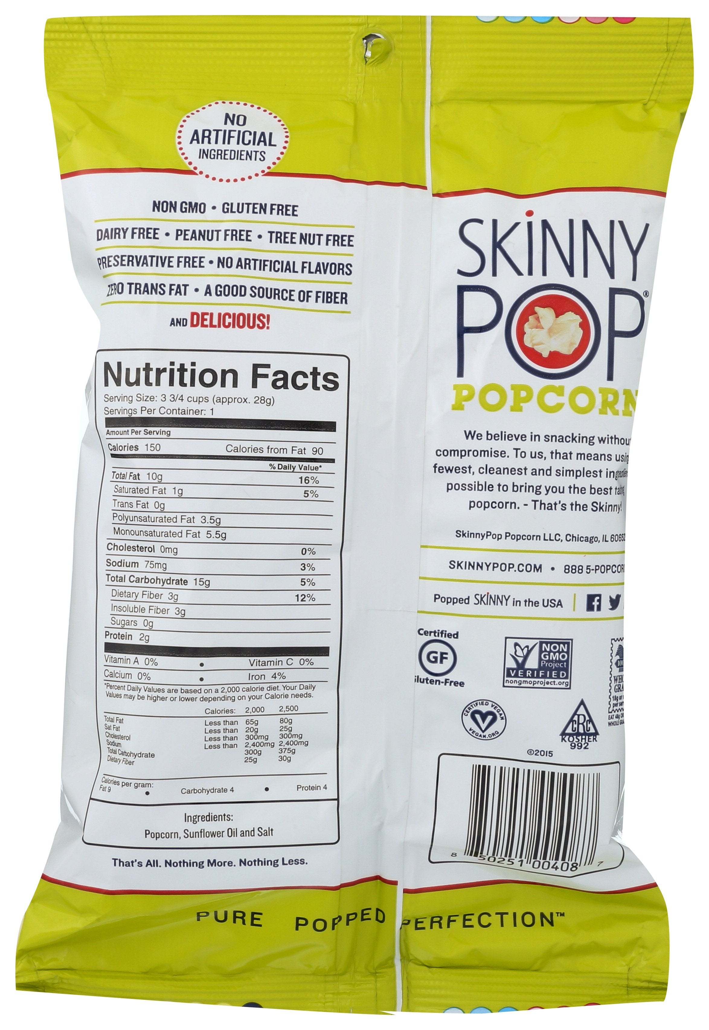 SKINNY POP POPCORN SNACK SIZE - Case of 12
