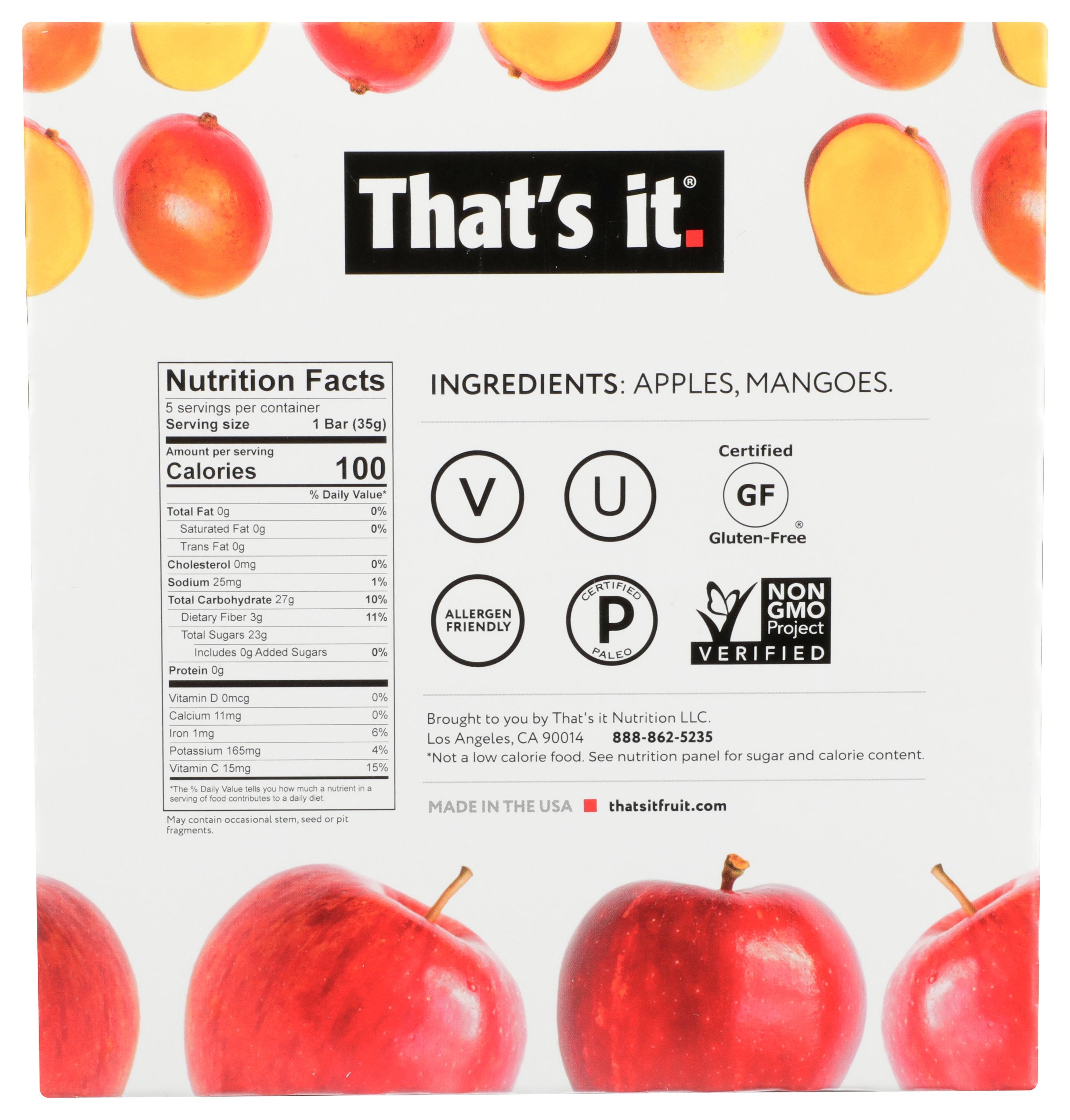 THATS IT BAR APPLE MANGO 5CT - Case of 6