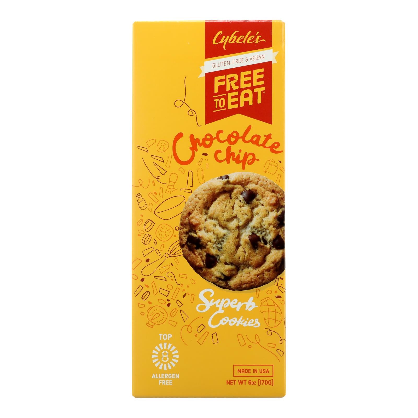 Cybel's Free To Eat Chocolate Chip Cookies - Case Of 6 - 6 Oz.