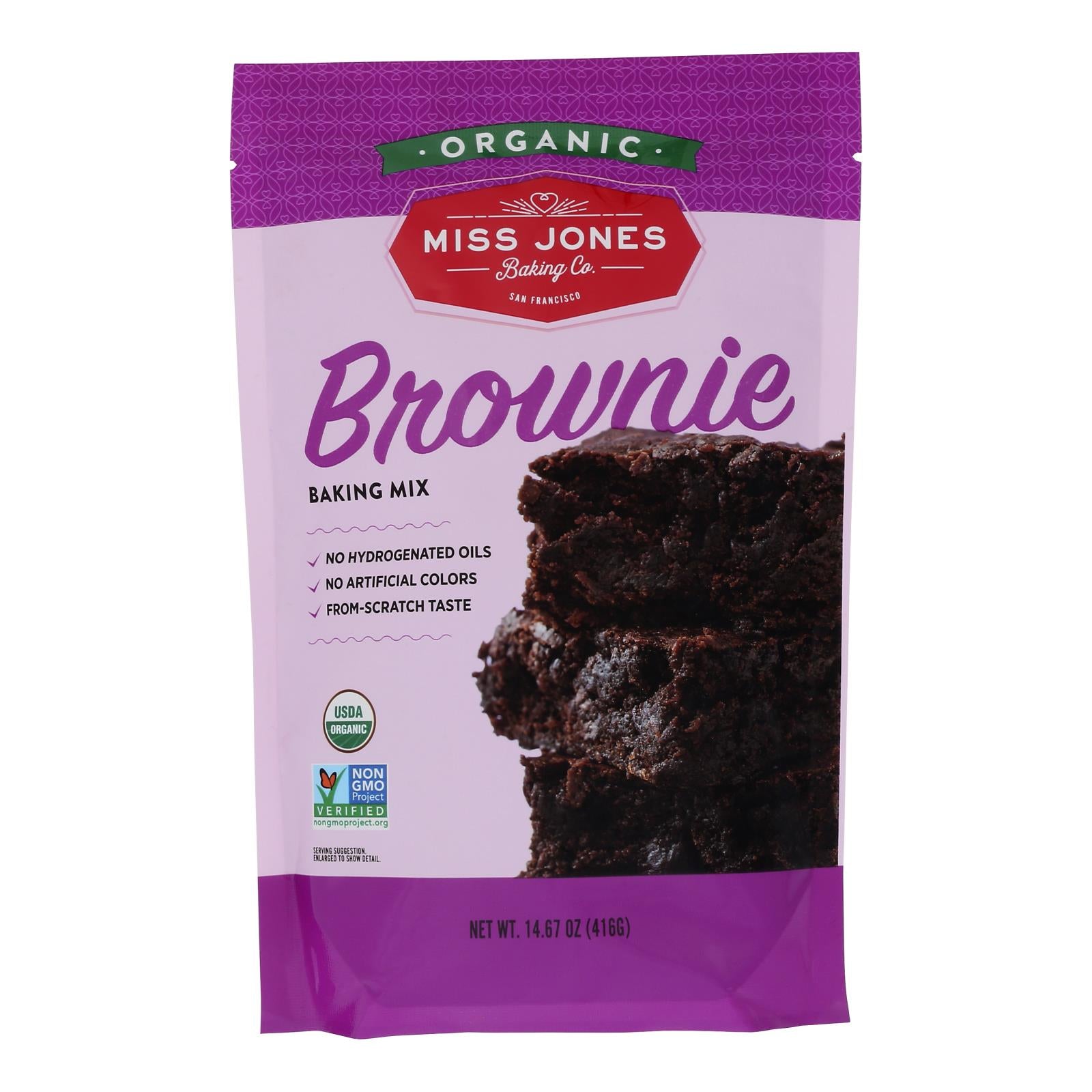 Miss Jones Baking Mix - Brownie - Case Of 6 - 14.67 Oz.