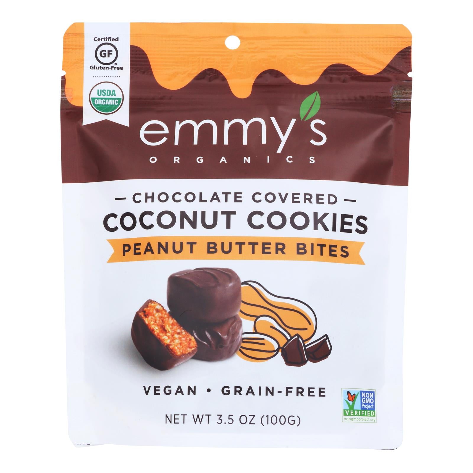 Emmy's Organics - Bites Chocolate Cvrd Peanut Butter - Case Of 6 - 3.5 Oz