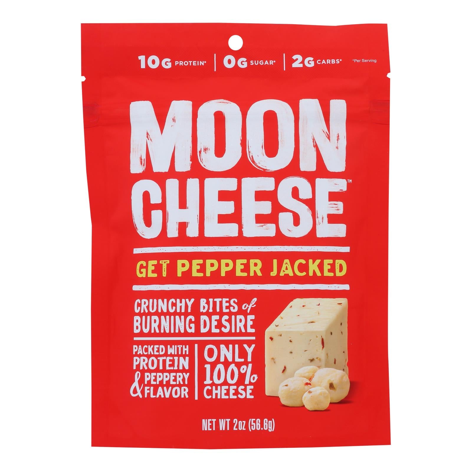 Moon Cheese's Pepper Jack Dehydrated Cheese Snack  - Case of 12 - 2 OZ