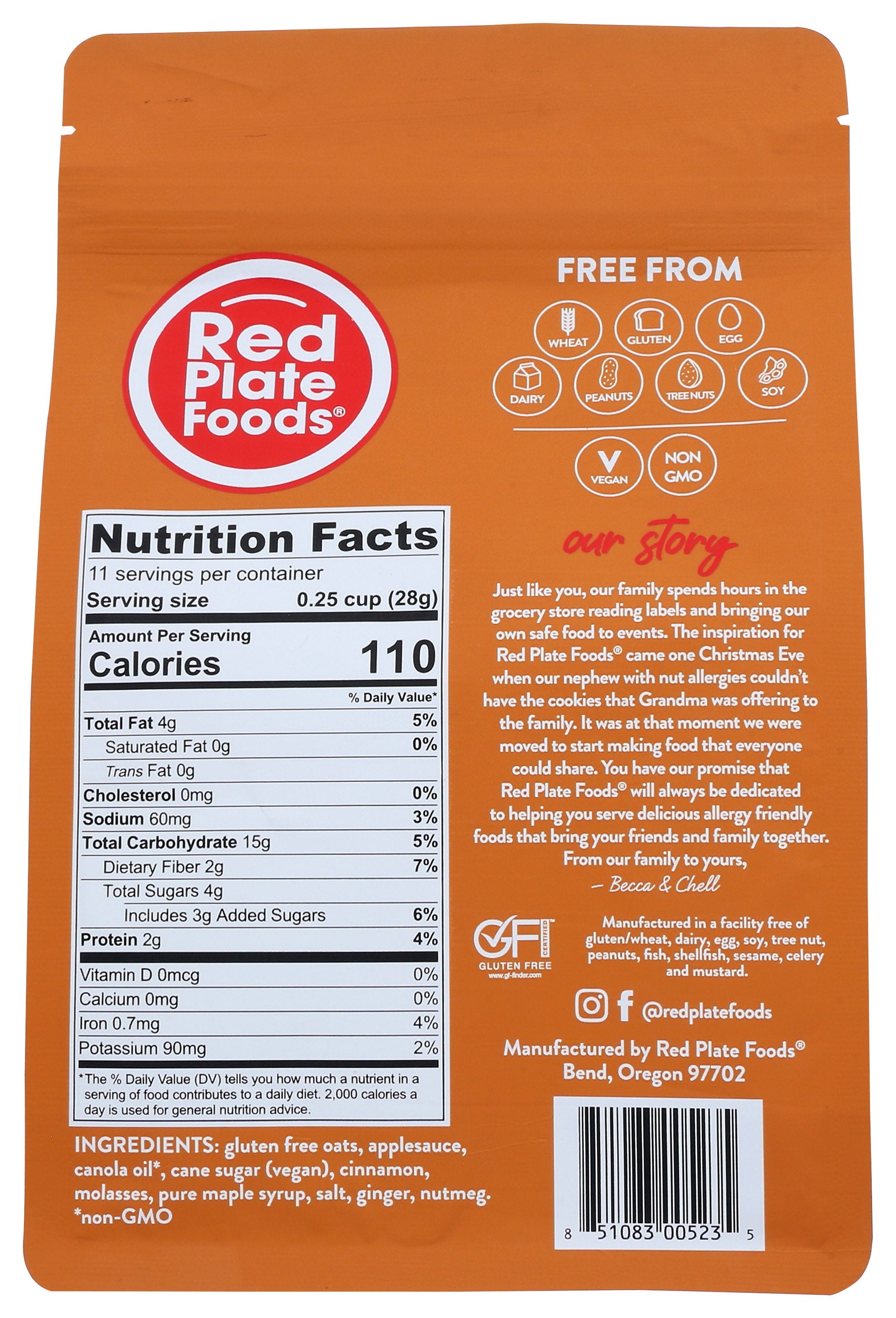 RED PLATE FOODS GRANOLA CINNAMON - Case of 6