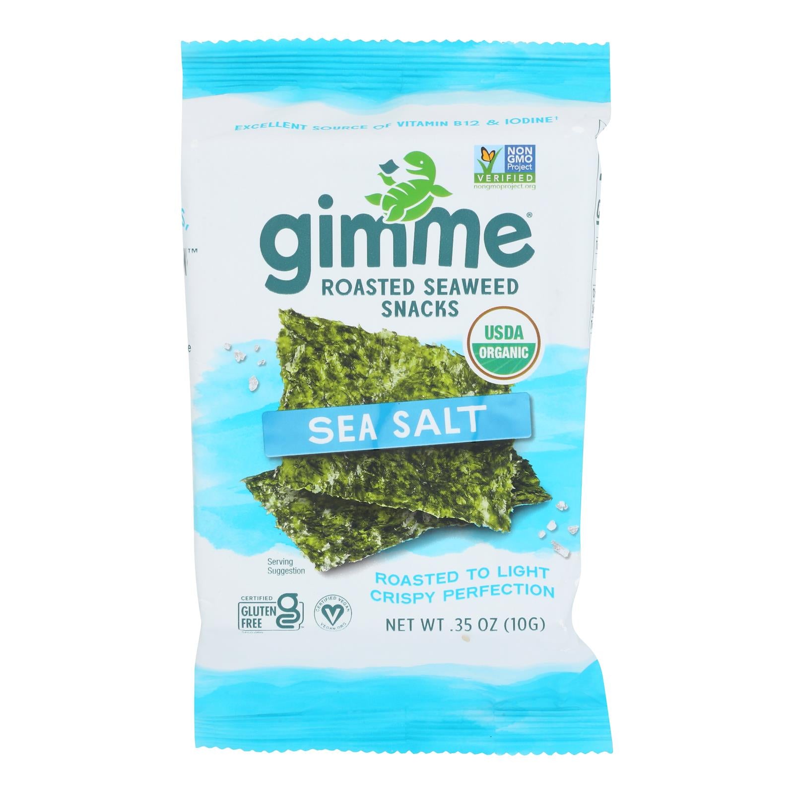 Gimme Organic Seaweed Chips - Sea Salt - Case Of 12 - 0.35 Oz.
