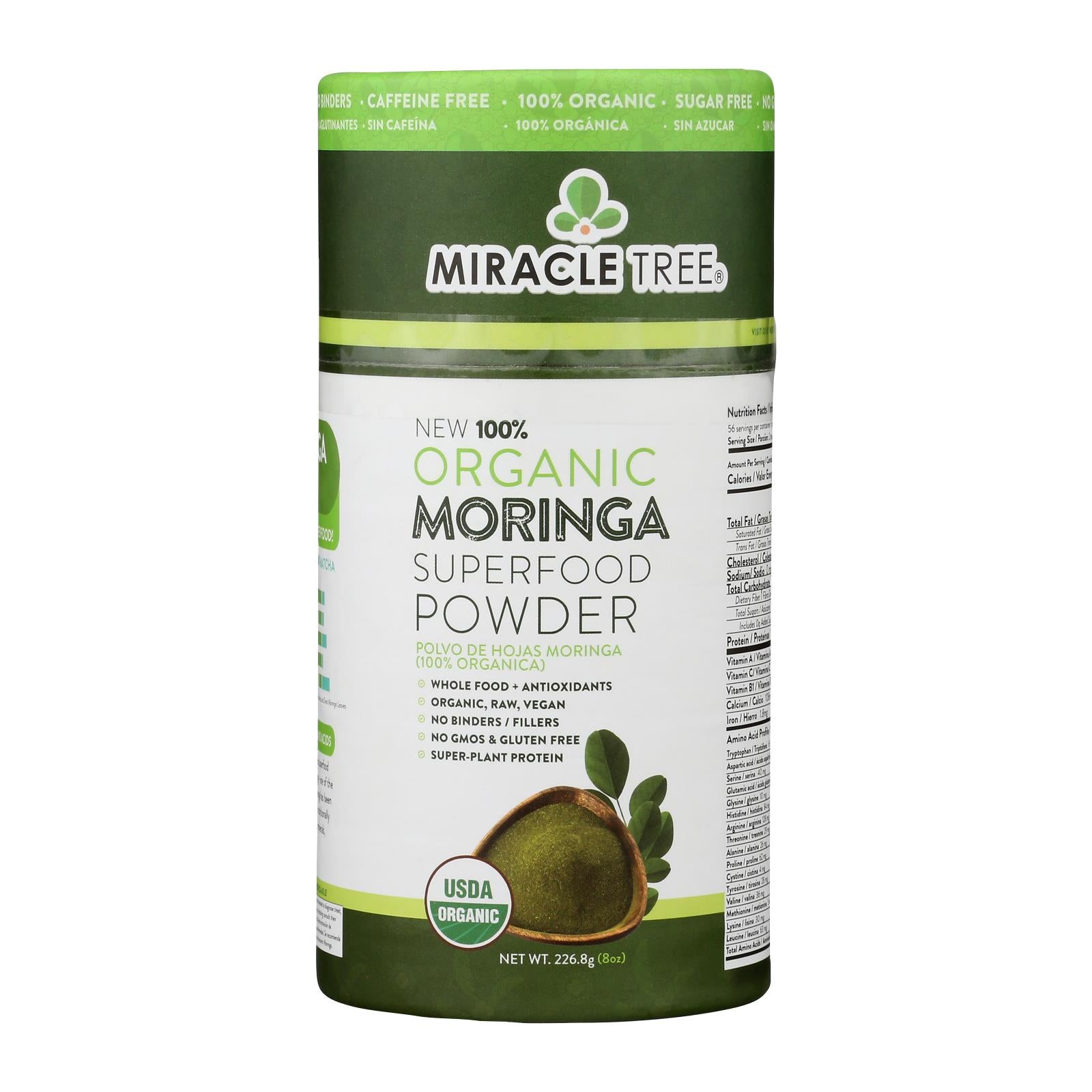 Miracle Tree - Moringa Powder Organic - Case Of 6 - 8 Oz