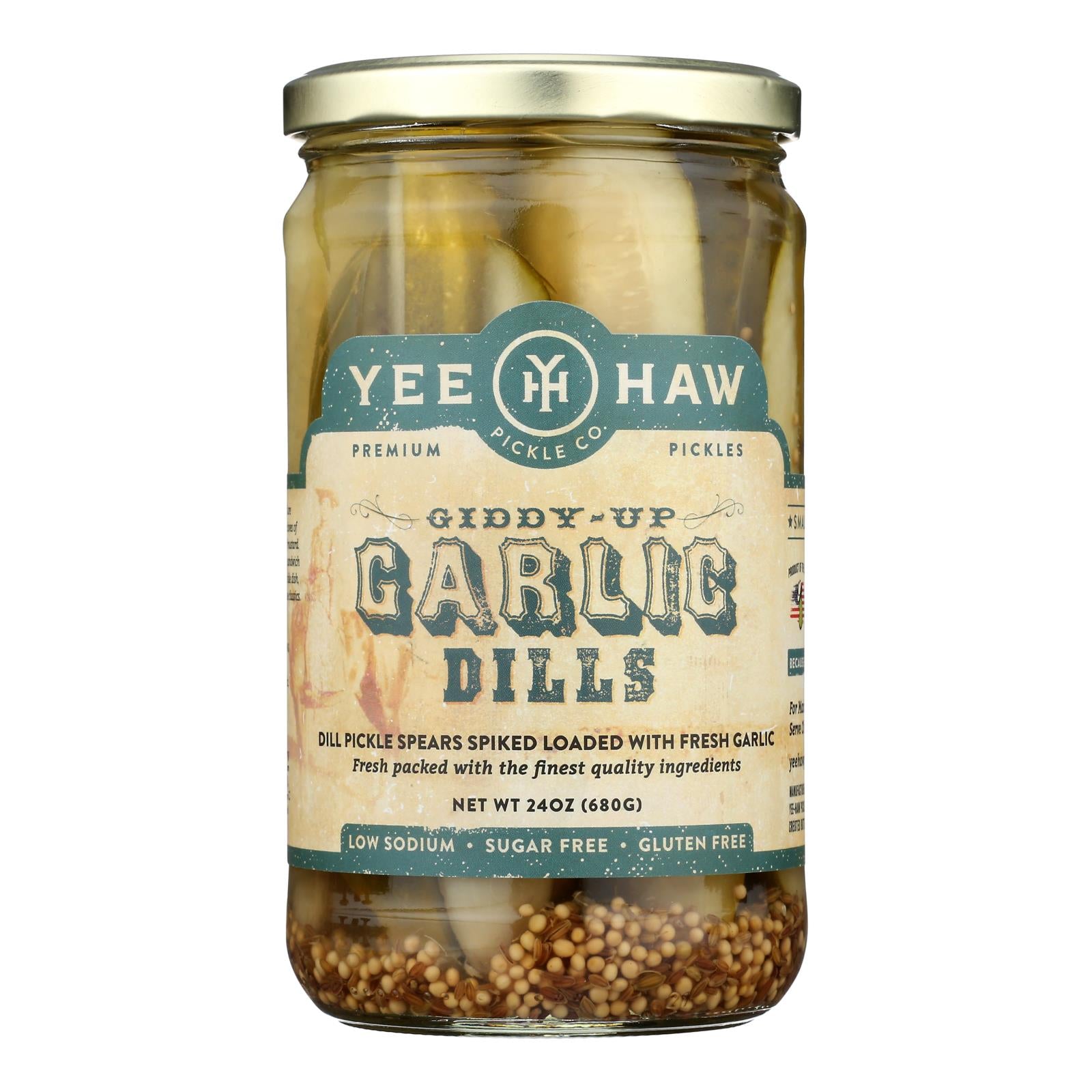 Yee-haw Pickle Dills Pickle - Giddy Up Garlic - Case Of 6 - 24 Oz.