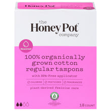 Load image into Gallery viewer, The Honey Pot - Reg Tampon Plst App Uscnt - 1 Each-18 Ct