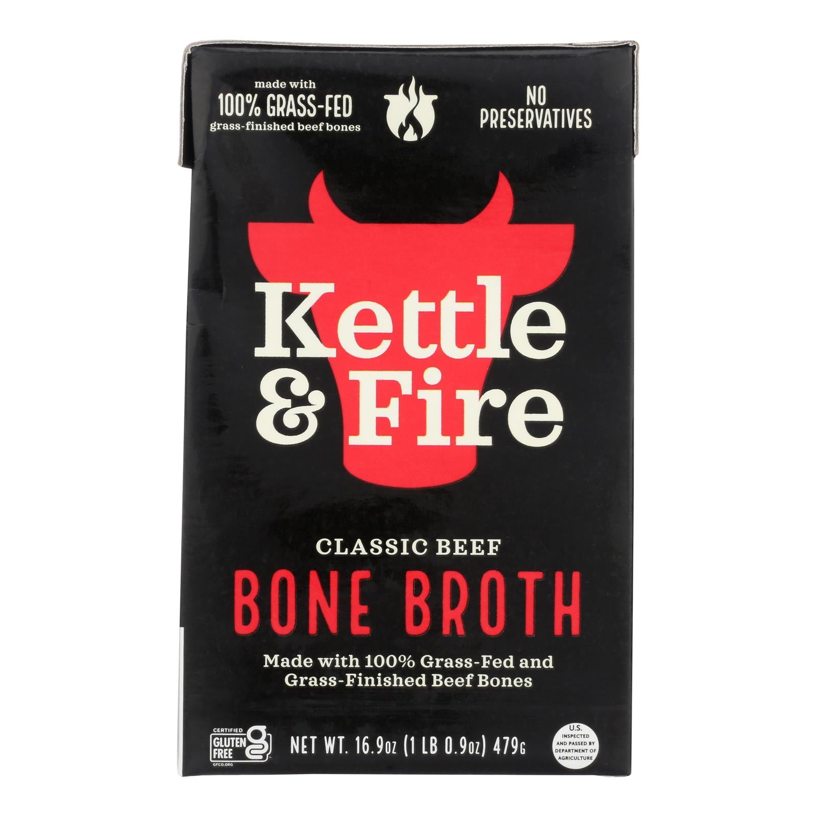 Kettle & Fire Beef Bone Broth  - Case of 6 - 16.9 OZ