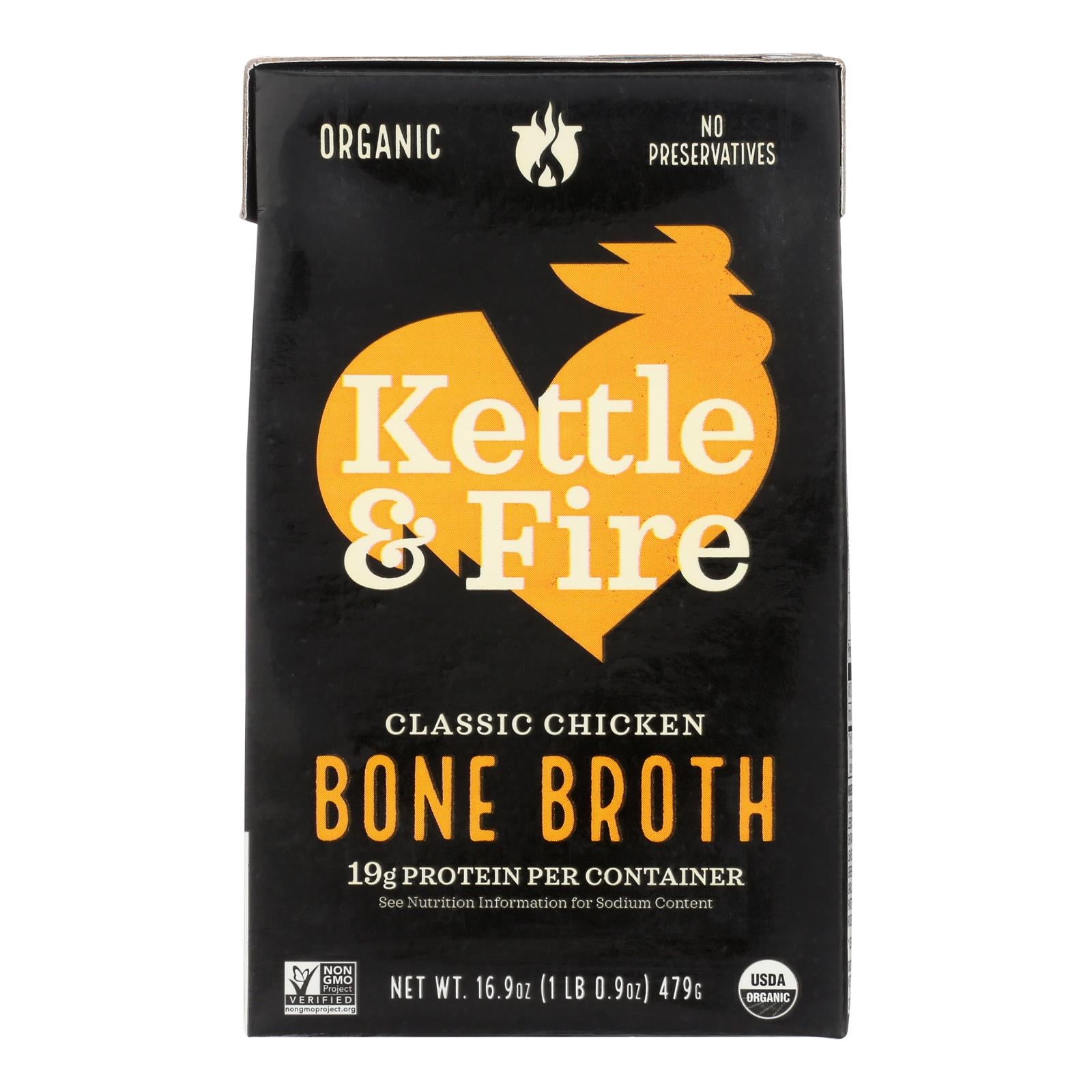 Kettle & Fire Chicken Bone Broth  - Case of 6 - 16.9 OZ