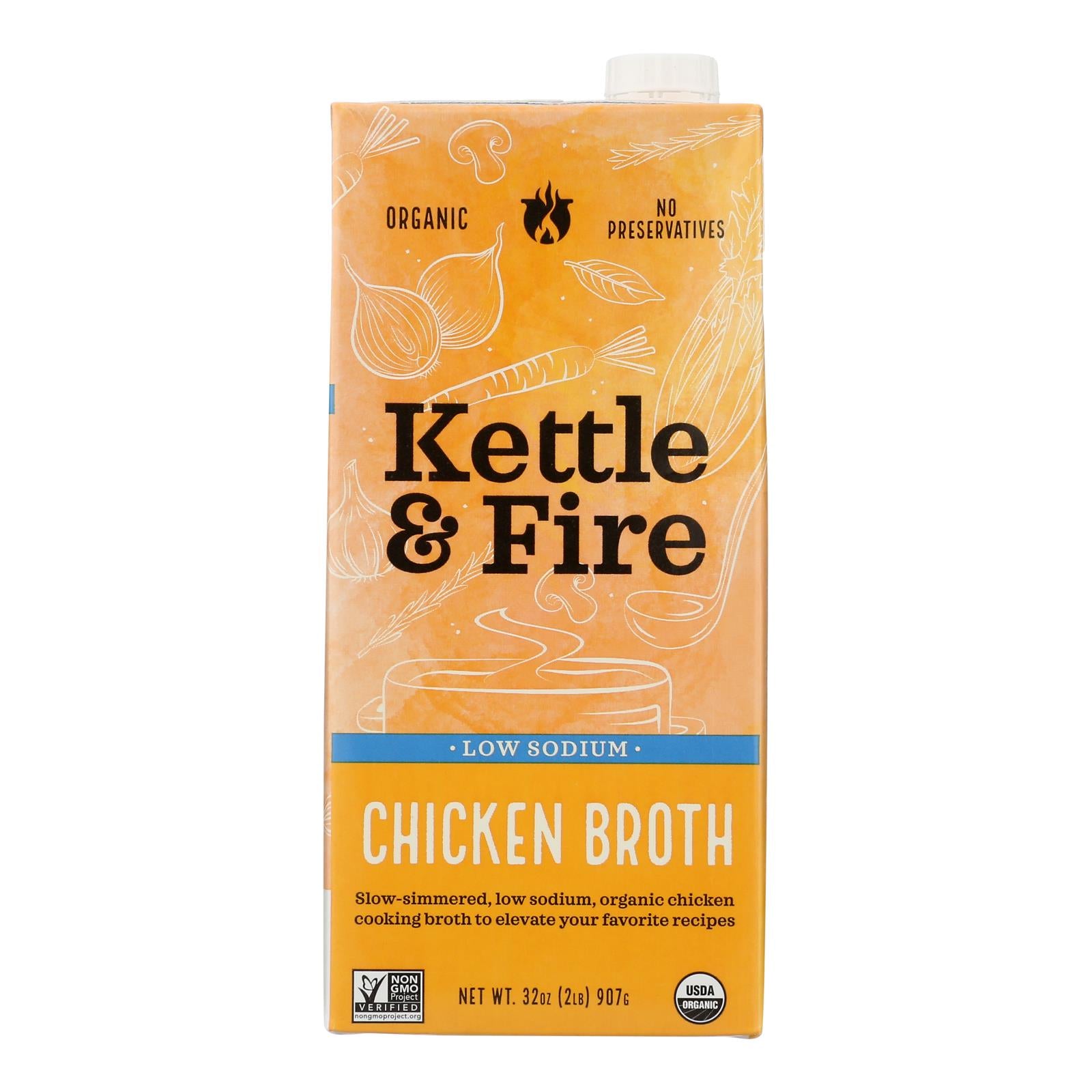 Kettle And Fire - Broth Chicken Low Sodium - Case of 6-32 OZ