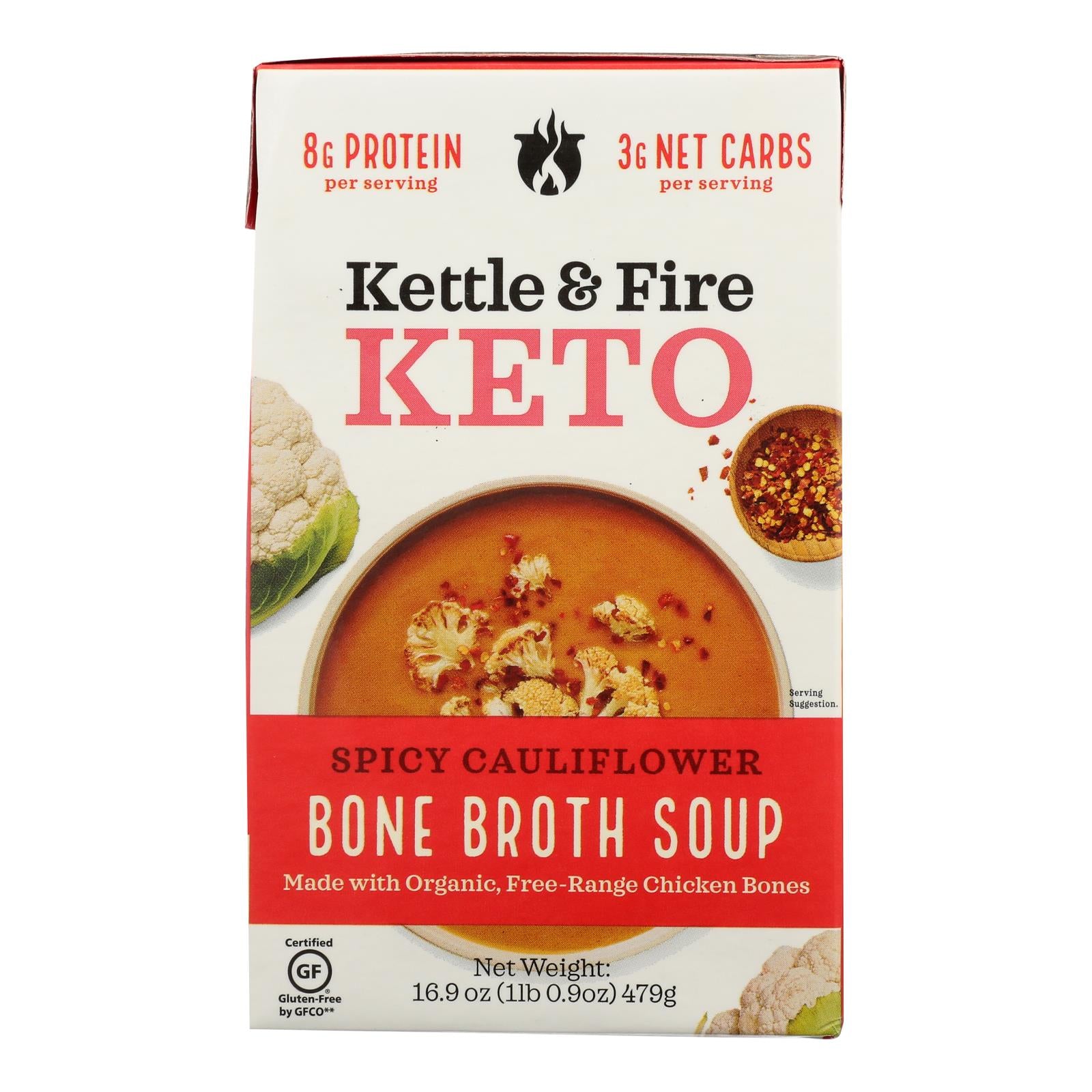 Kettle And Fire - Keto Soup Spicy Cauli/chkb - Case of 6 - 16.9 OZ