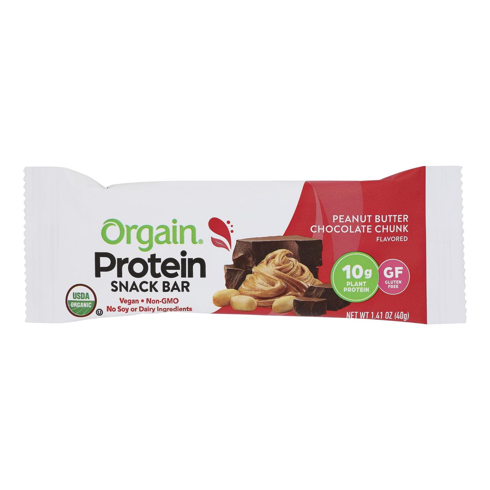 Orgain Organic Protein Bar - Peanut Butter Chocolate Chunk - Case of 12 - 1.41 OZ