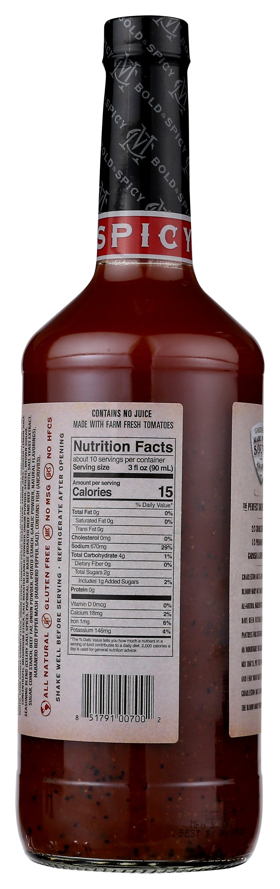 CHARLESTON MIX MIXER BLOODY MARY SPICY - Case of 6