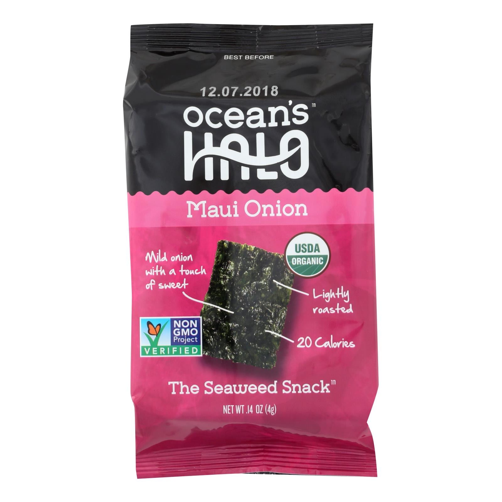 Ocean's Halo Maui Onion Seaweed Snack  - Case Of 12 - .14 Oz