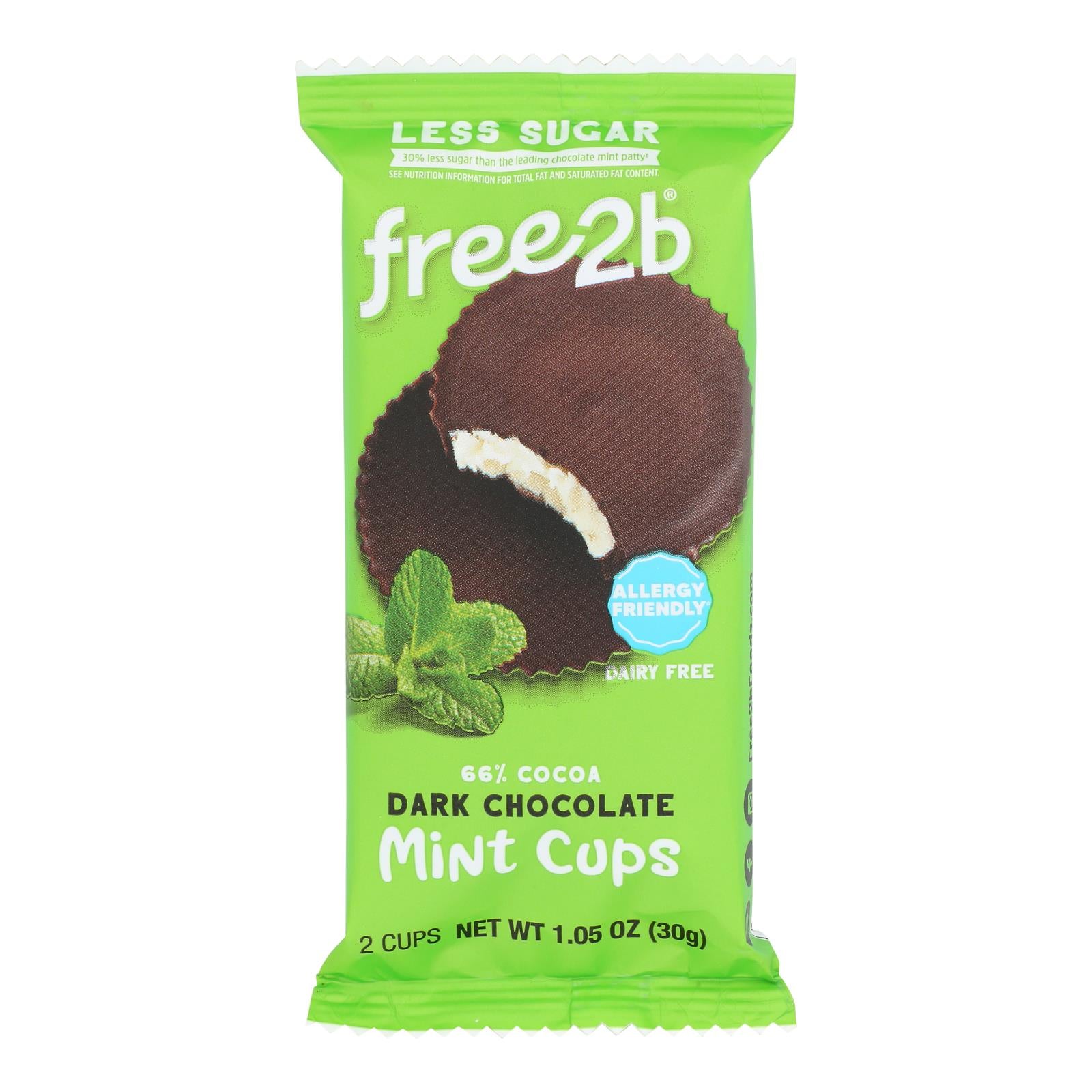 Free 2 B - Mint Cups Dark Chocolate 2 Cup - Case of 12 - 1.05 Ounces