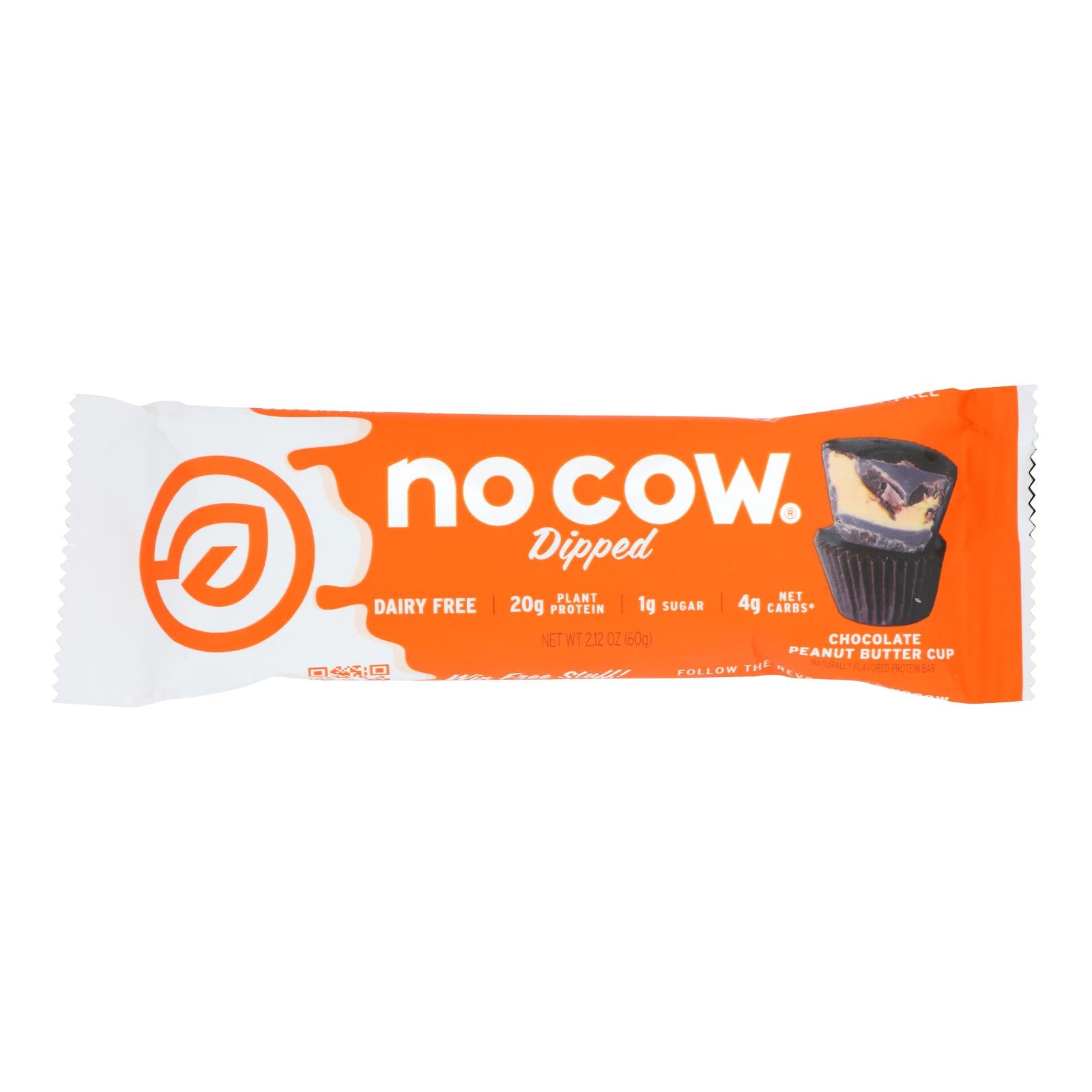 No Cow Bar - Bar Chocolate Peanut Butter Cup - Case of 12-2.12 OZ