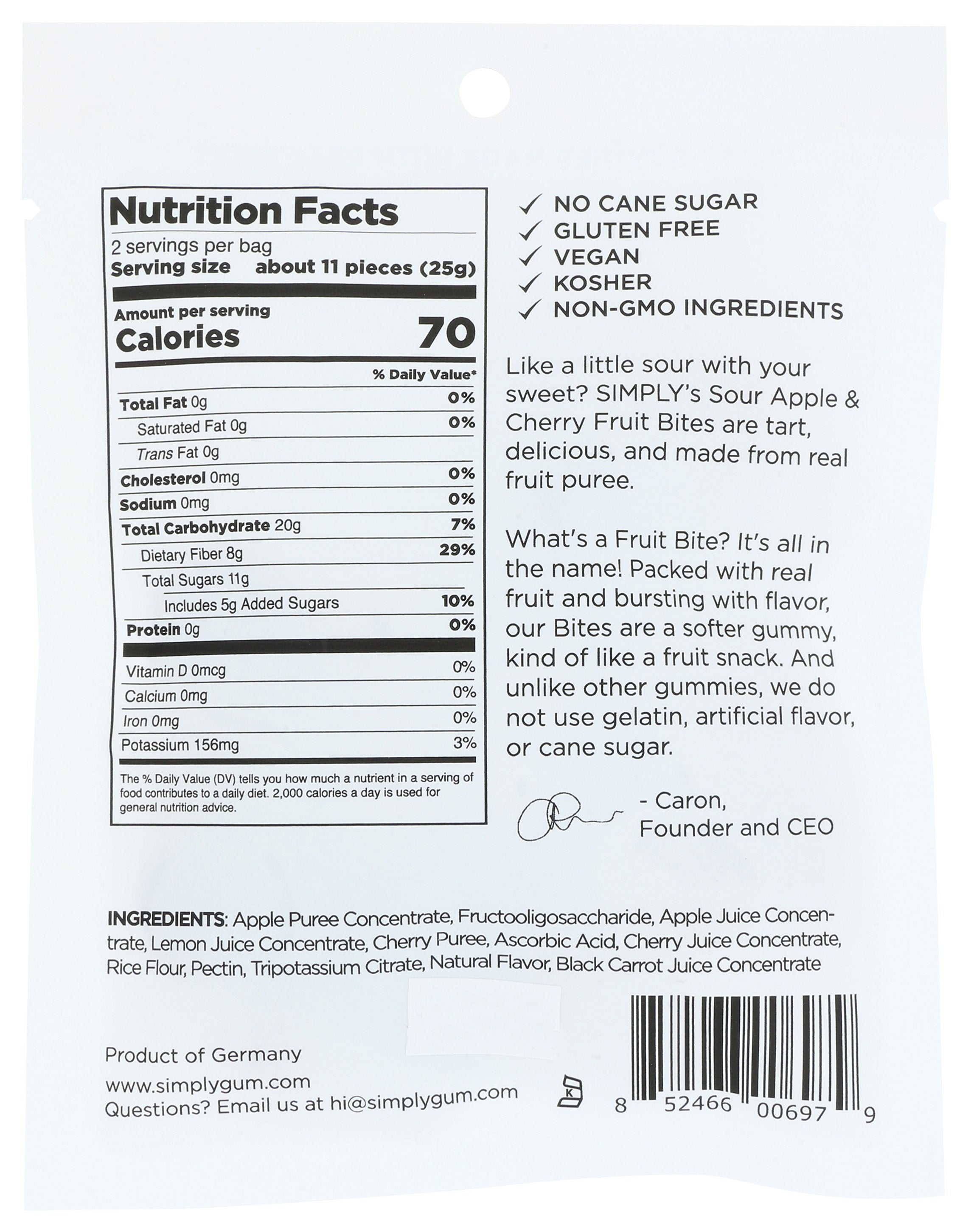 SIMPLYGUM FRUIT SOUR APPLE CHERRY - Case of 8