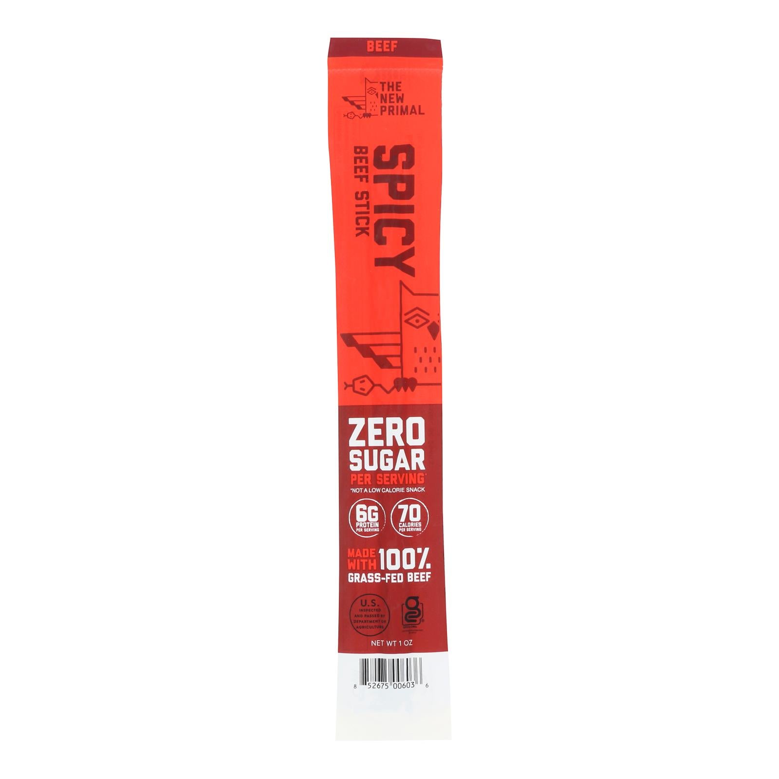The New Primal Beef Sticks - Spicy - Case Of 20 - 1 Oz.