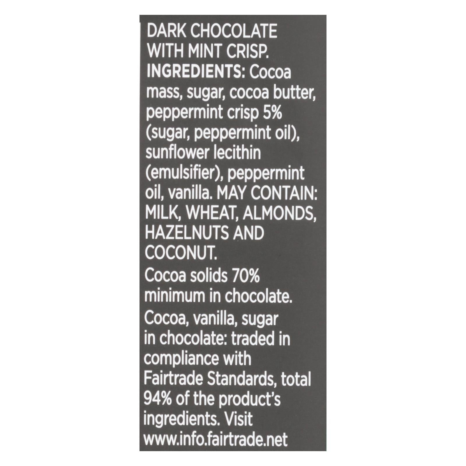 Divine - Bar Chocolate Dark W/mint Crisp - Case of 12 - 3 OZ