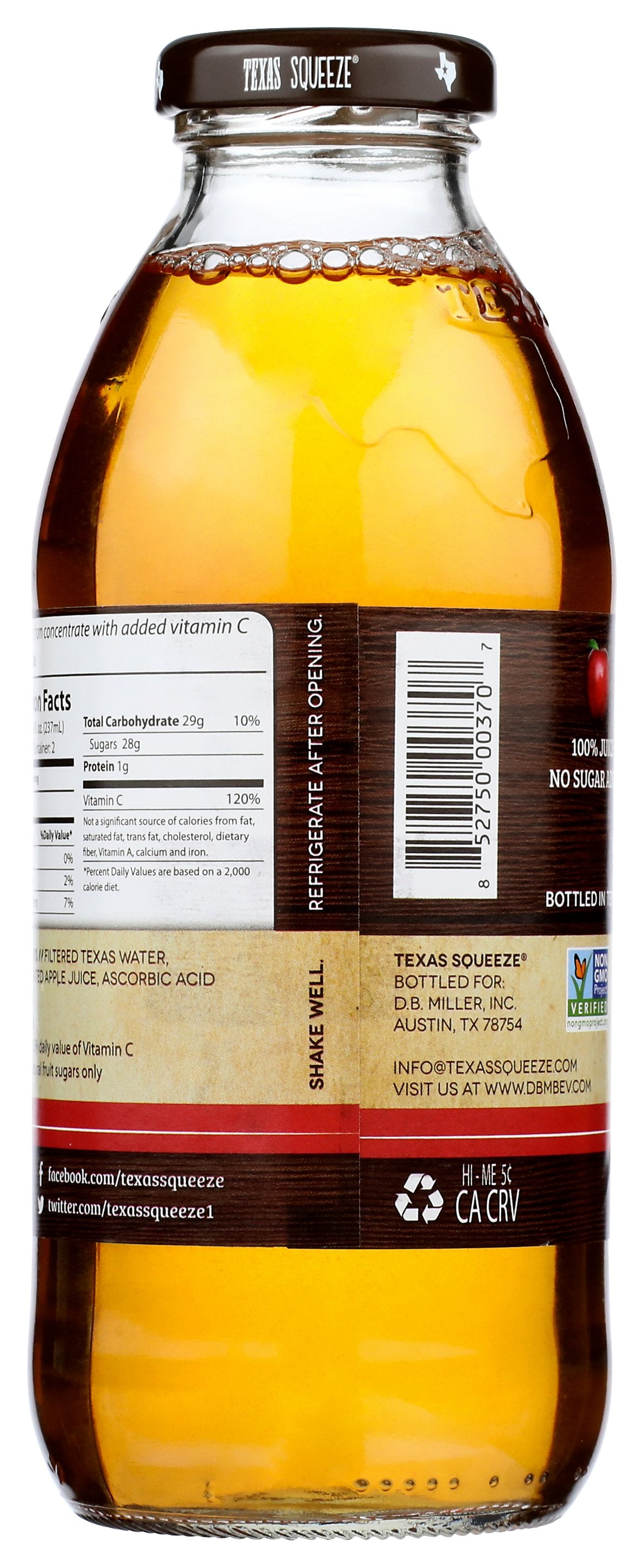 TEXAS SQUEEZE JUICE APPLE 100% - Case of 12