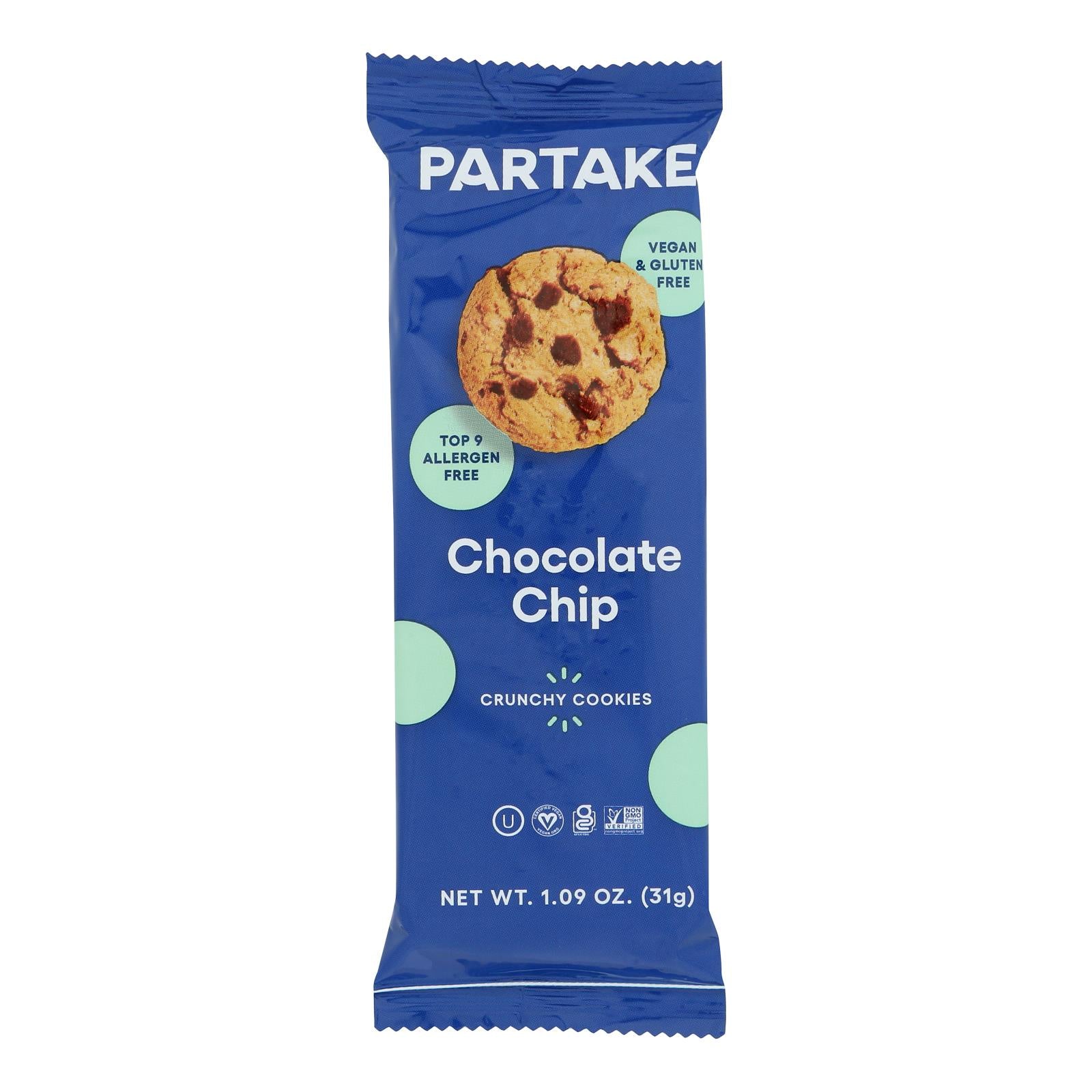 Partake Foods - Cookies Crunchy Chocolate Chip - Case of 24 - 1 OZ